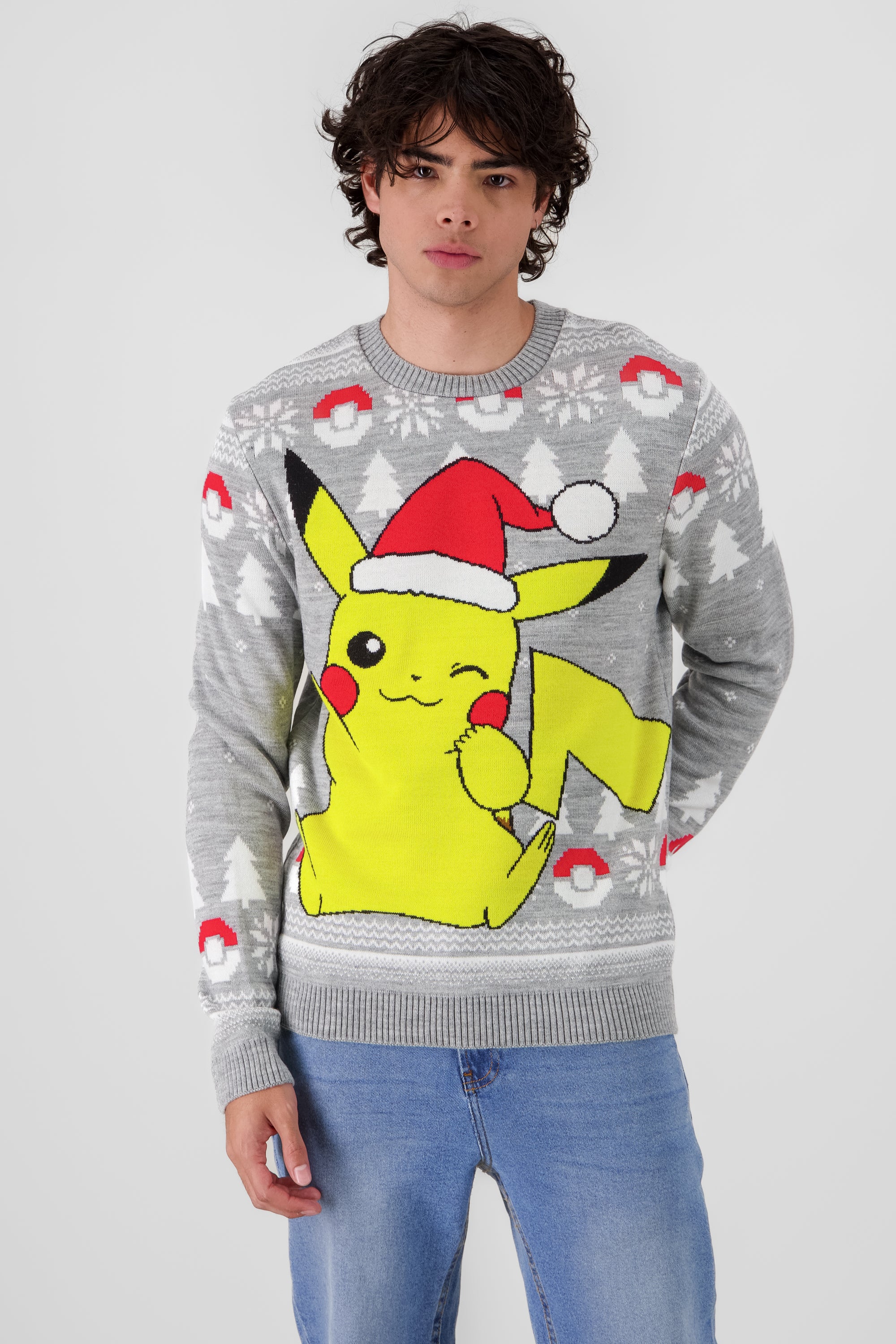 Sueter Pikachu navidad GRIS COMBO