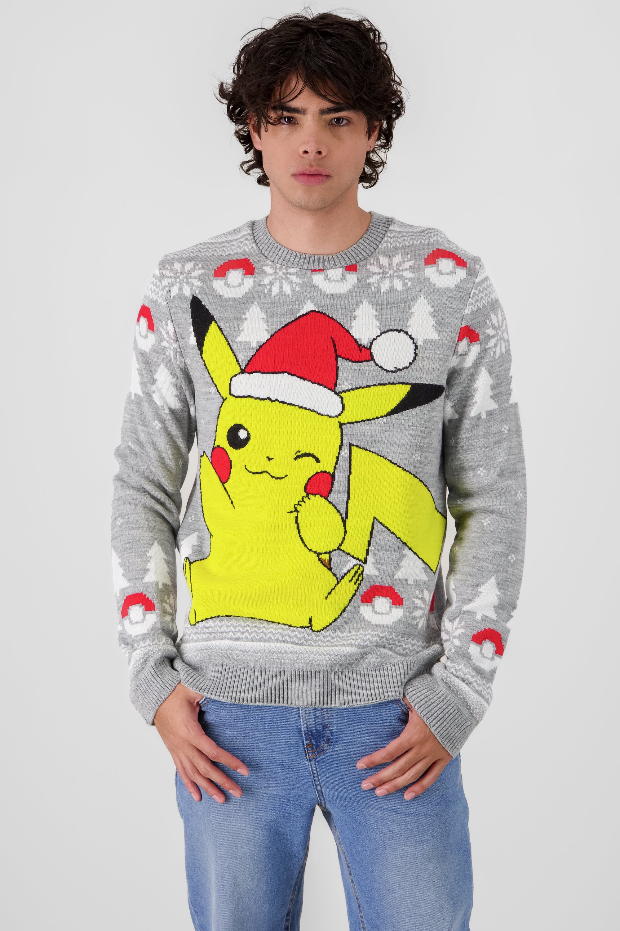 Sueter Pikachu navidad GRIS COMBO