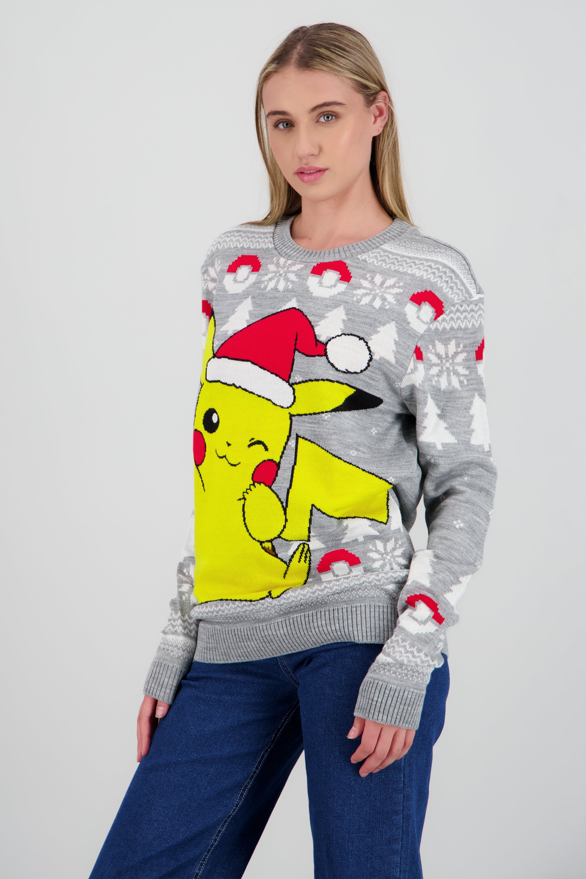 Suéter unisex Pikachu navidad GRIS COMBO