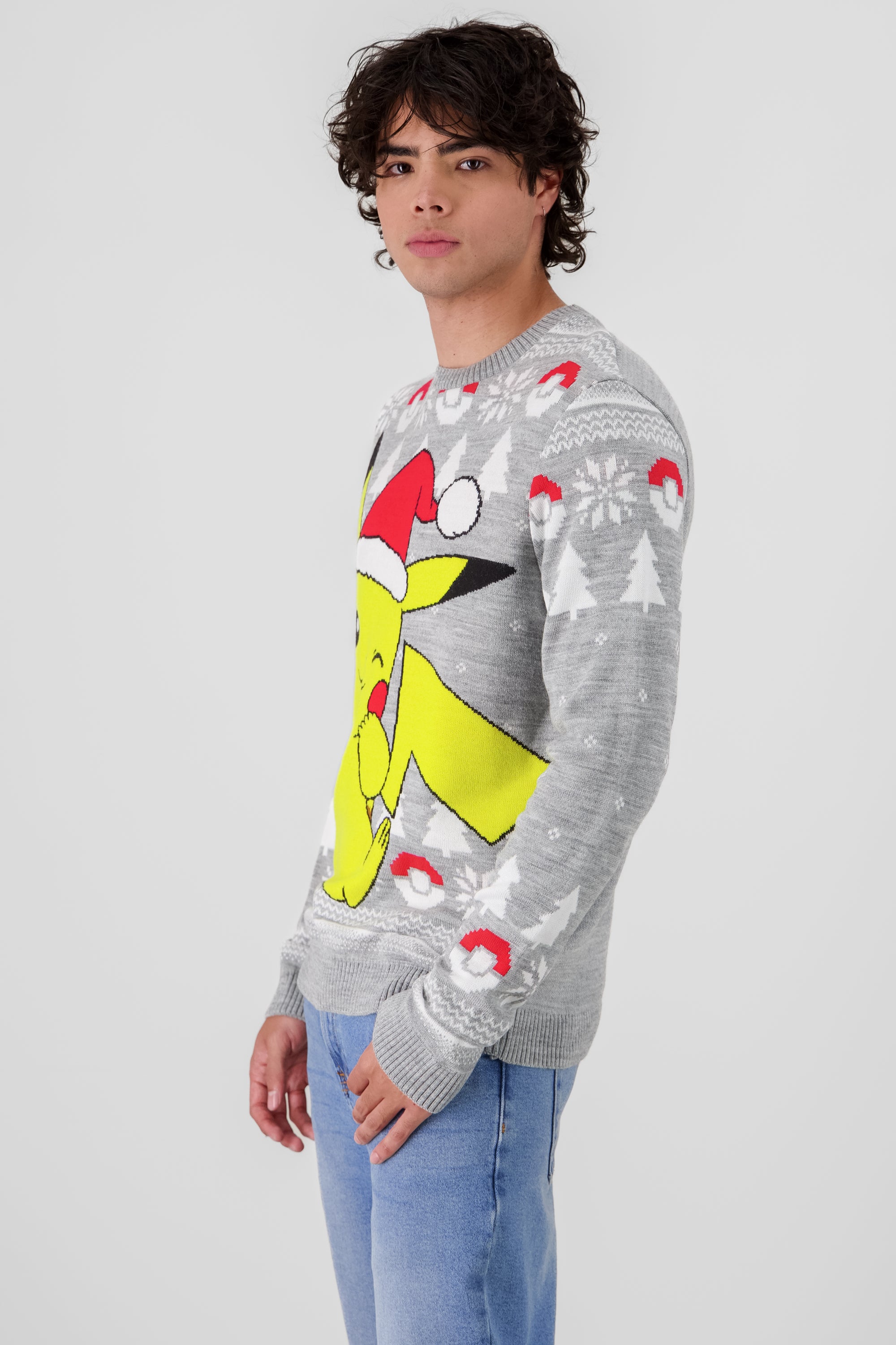 Sueter Pikachu navidad GRIS COMBO