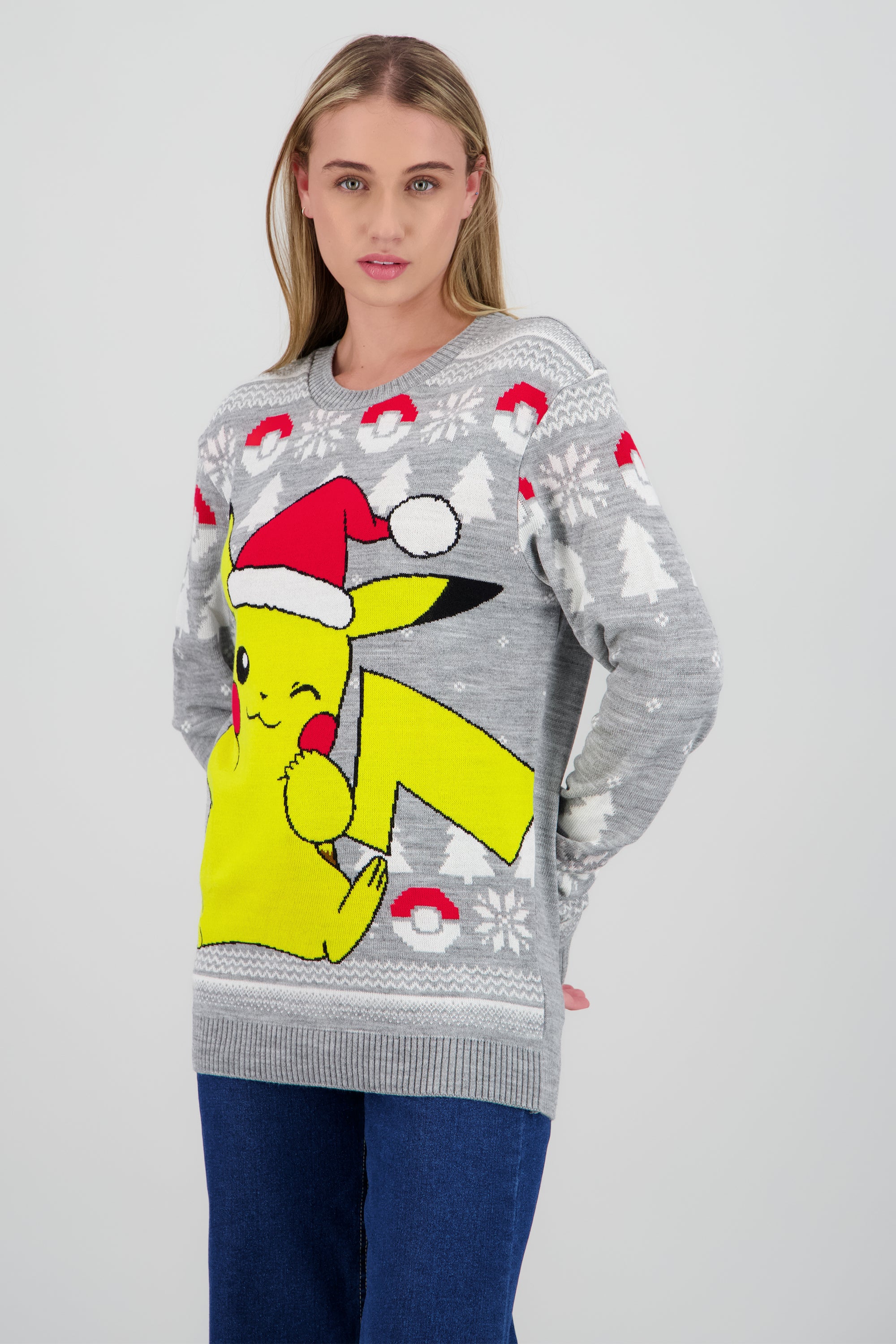 Suéter unisex Pikachu navidad GRIS COMBO