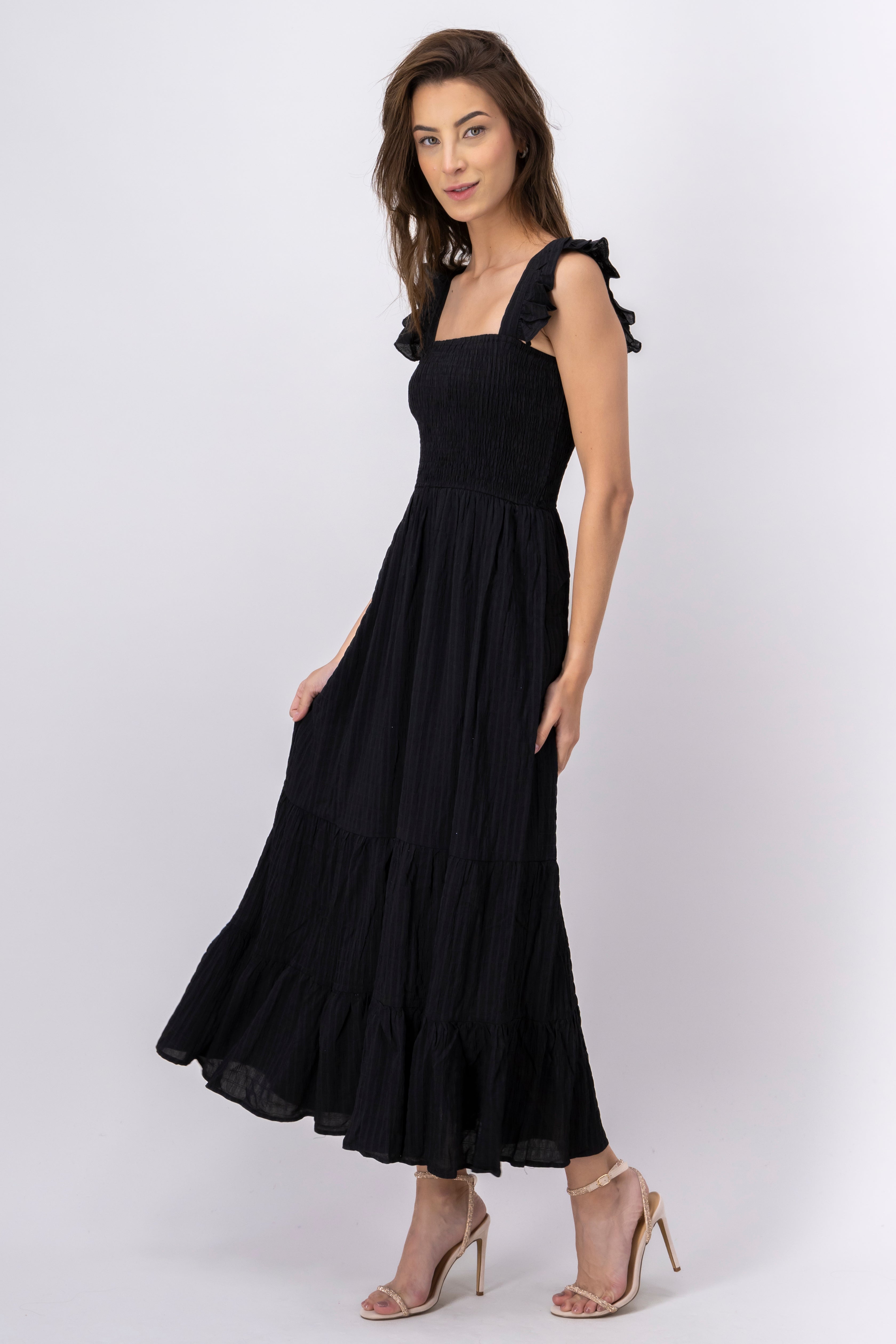 Vestido maxi textura NEGRO