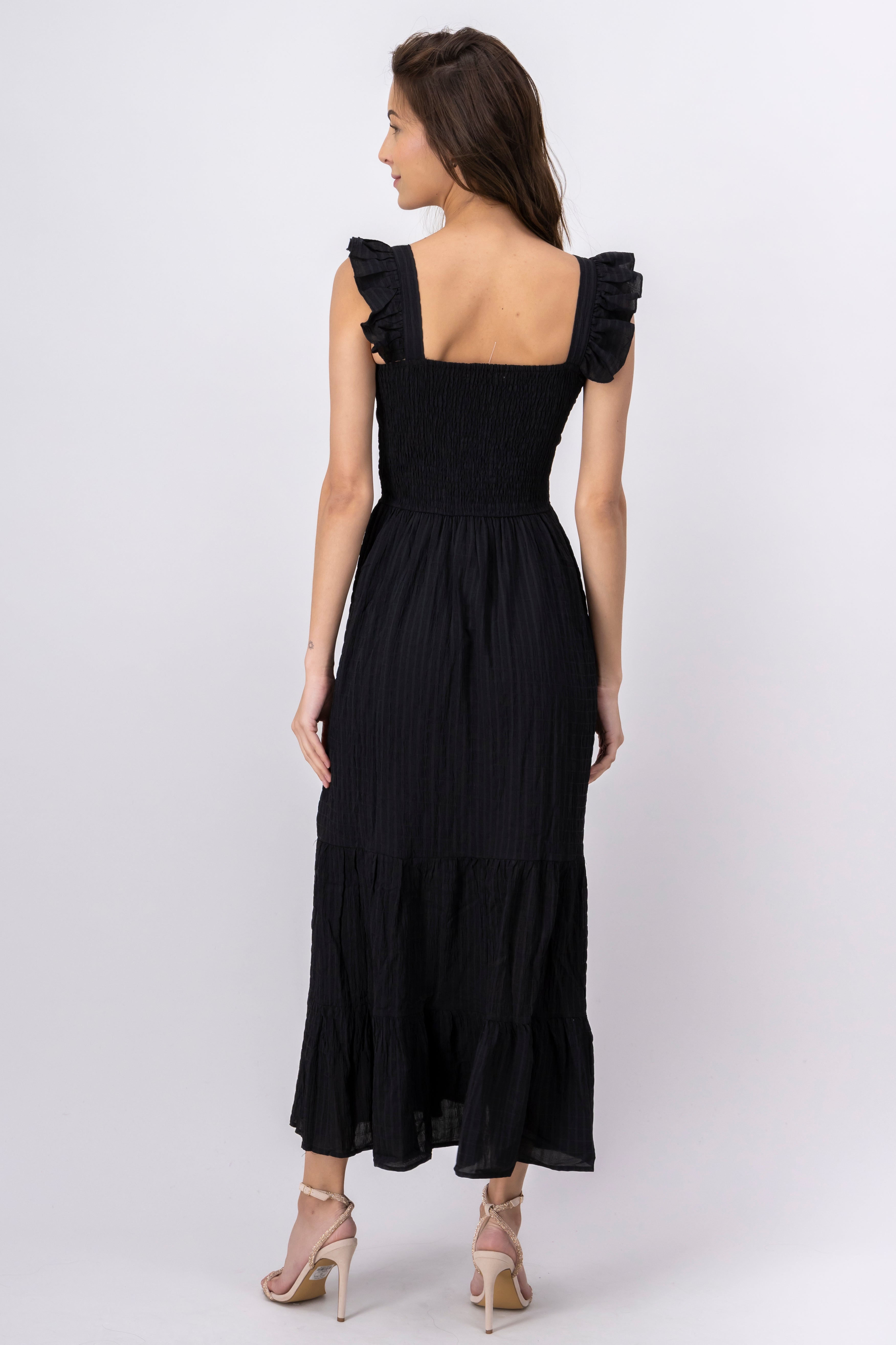 Vestido maxi textura NEGRO