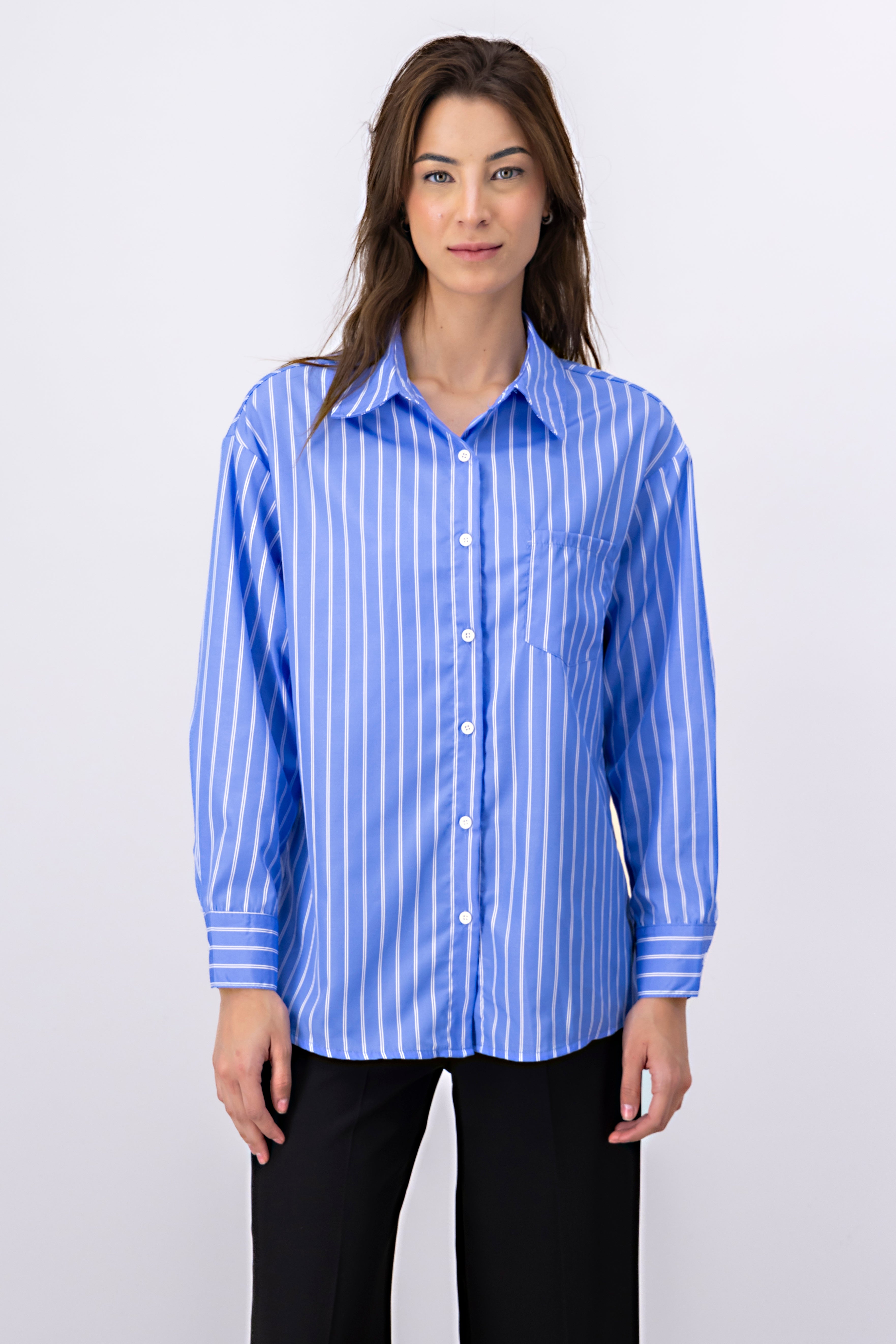 Camisa estampado rayas AZUL COMBO