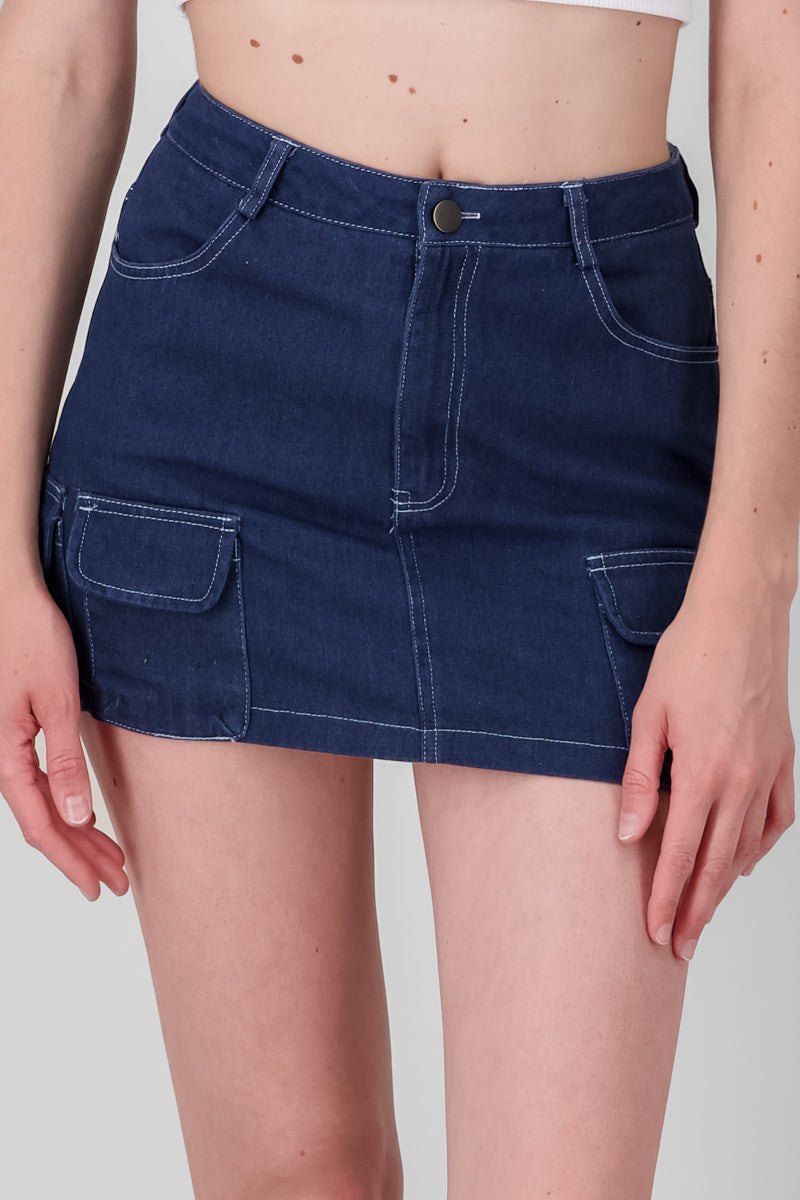 Falda mini denim bolsillos INDIGO