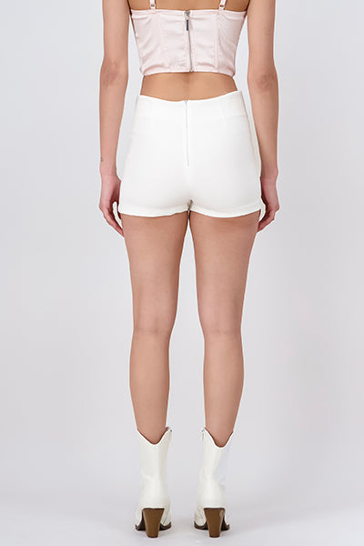 Falda Short Liso Botones HUESO