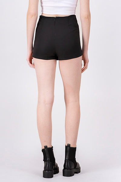 Falda Short Liso Botones NEGRO