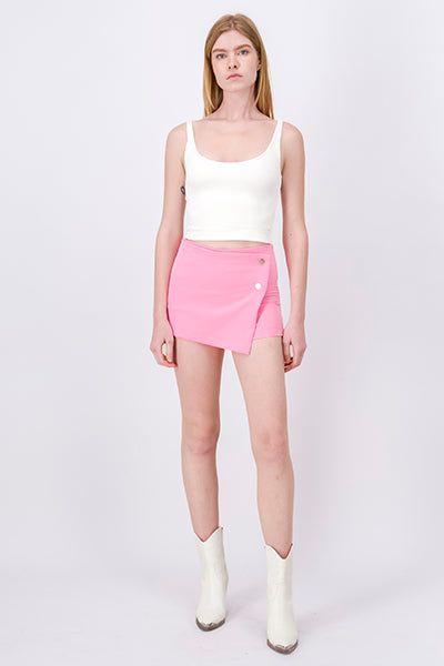 Falda Short Liso Botones