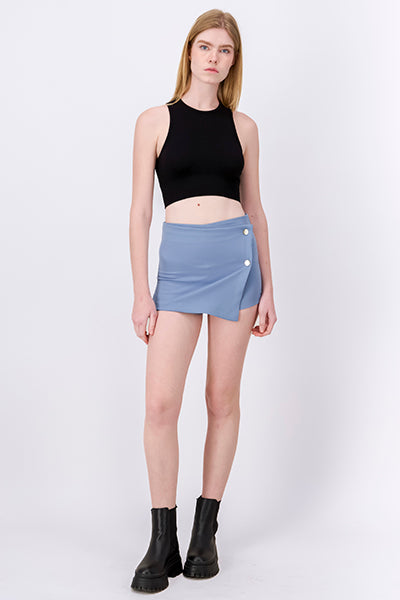 Falda Short Liso Botones INDIGO