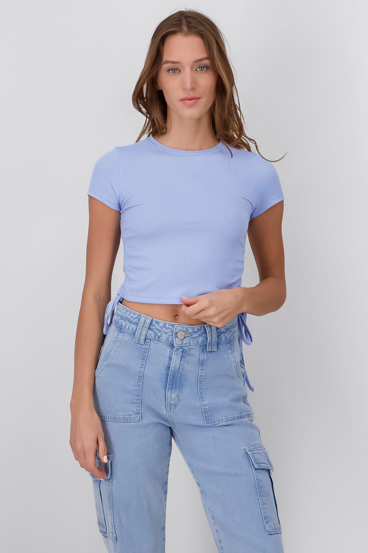 Top crop cintas laterales AZUL CIELO