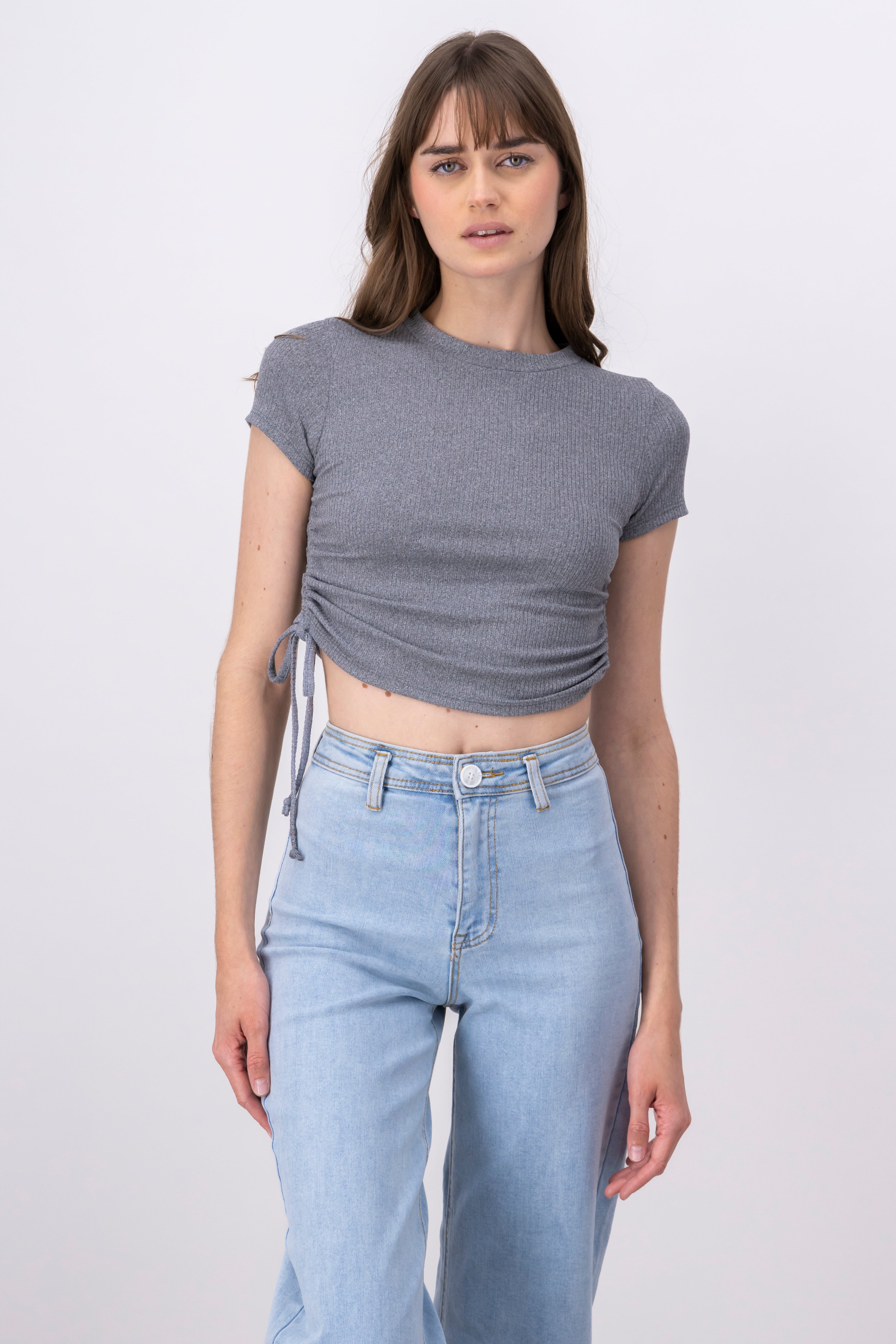 Top crop cintas laterales GRIS JASPE