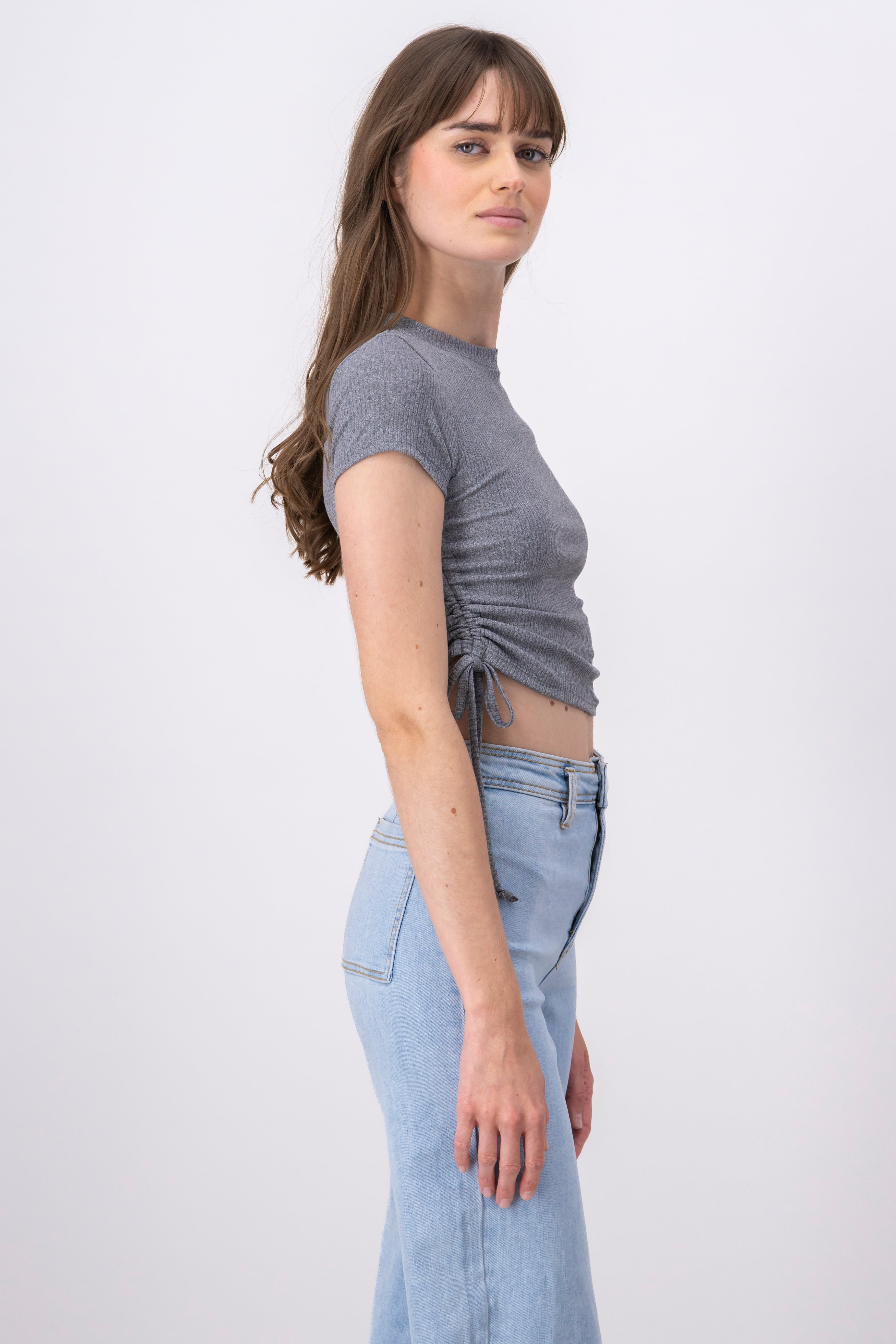 Top crop cintas laterales GRIS JASPE