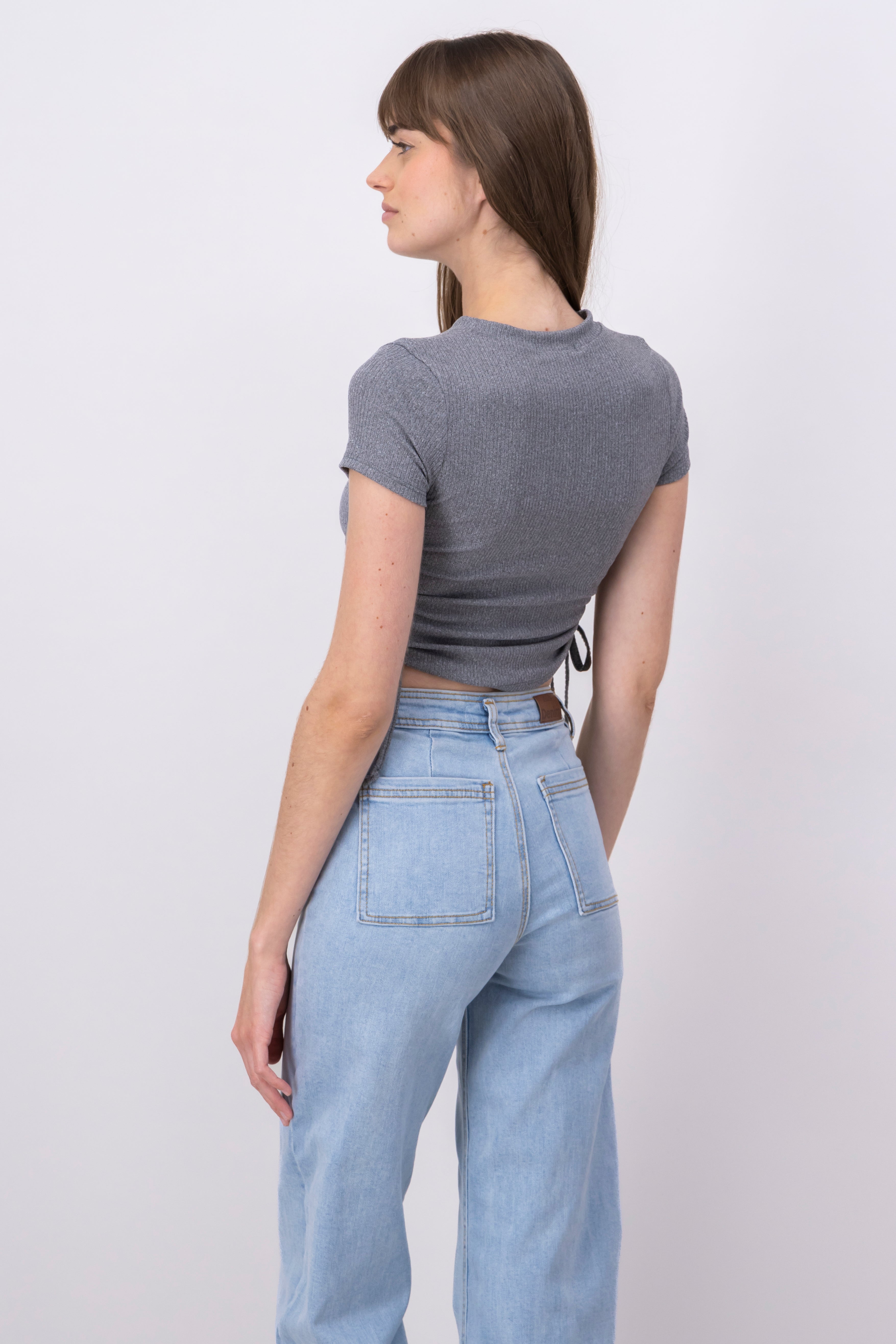 Top crop cintas laterales GRIS JASPE