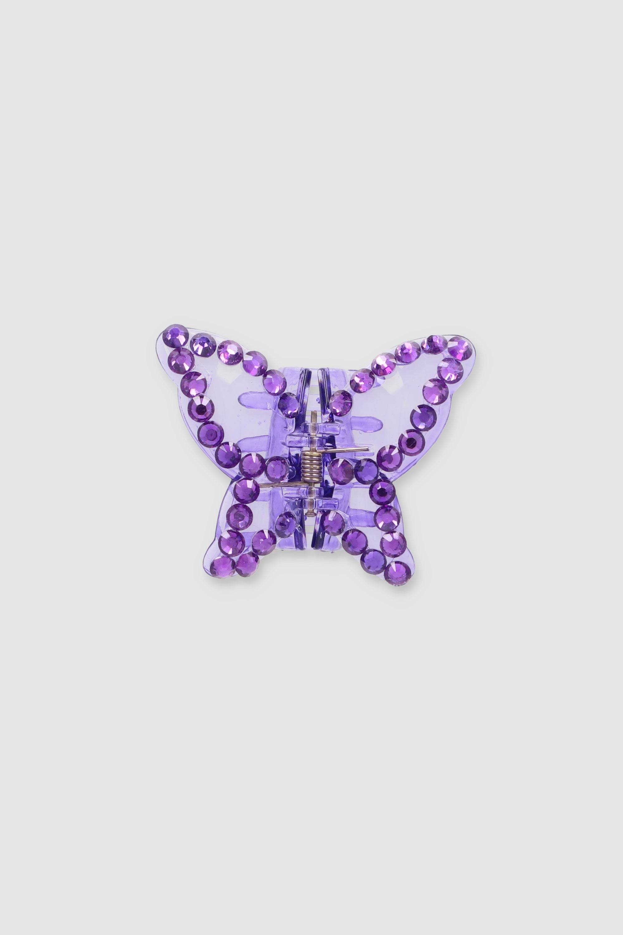 Pinza mariposa transparente brillos MORADO