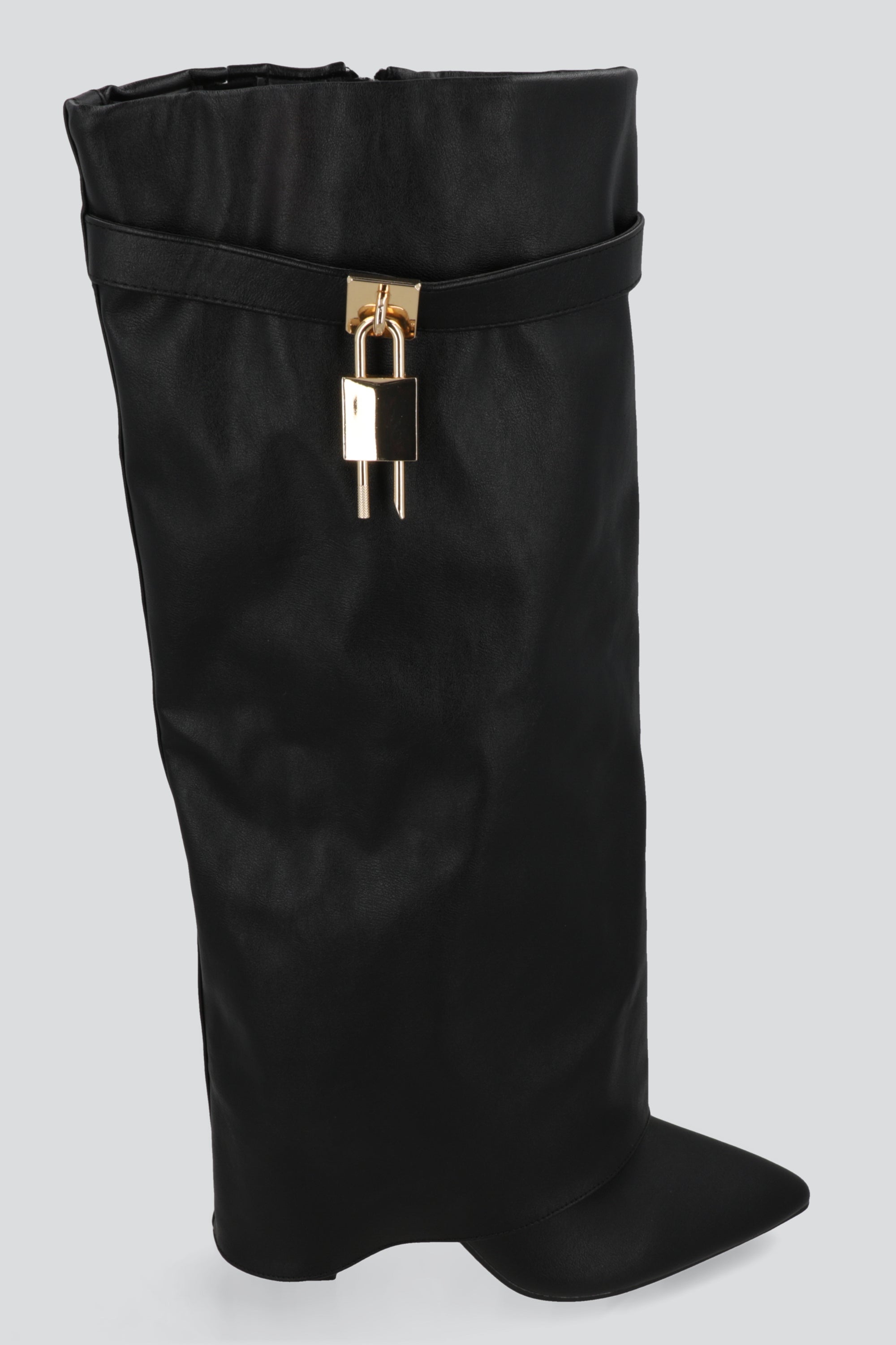 Bota Efecto Piel Funda Candado NEGRO