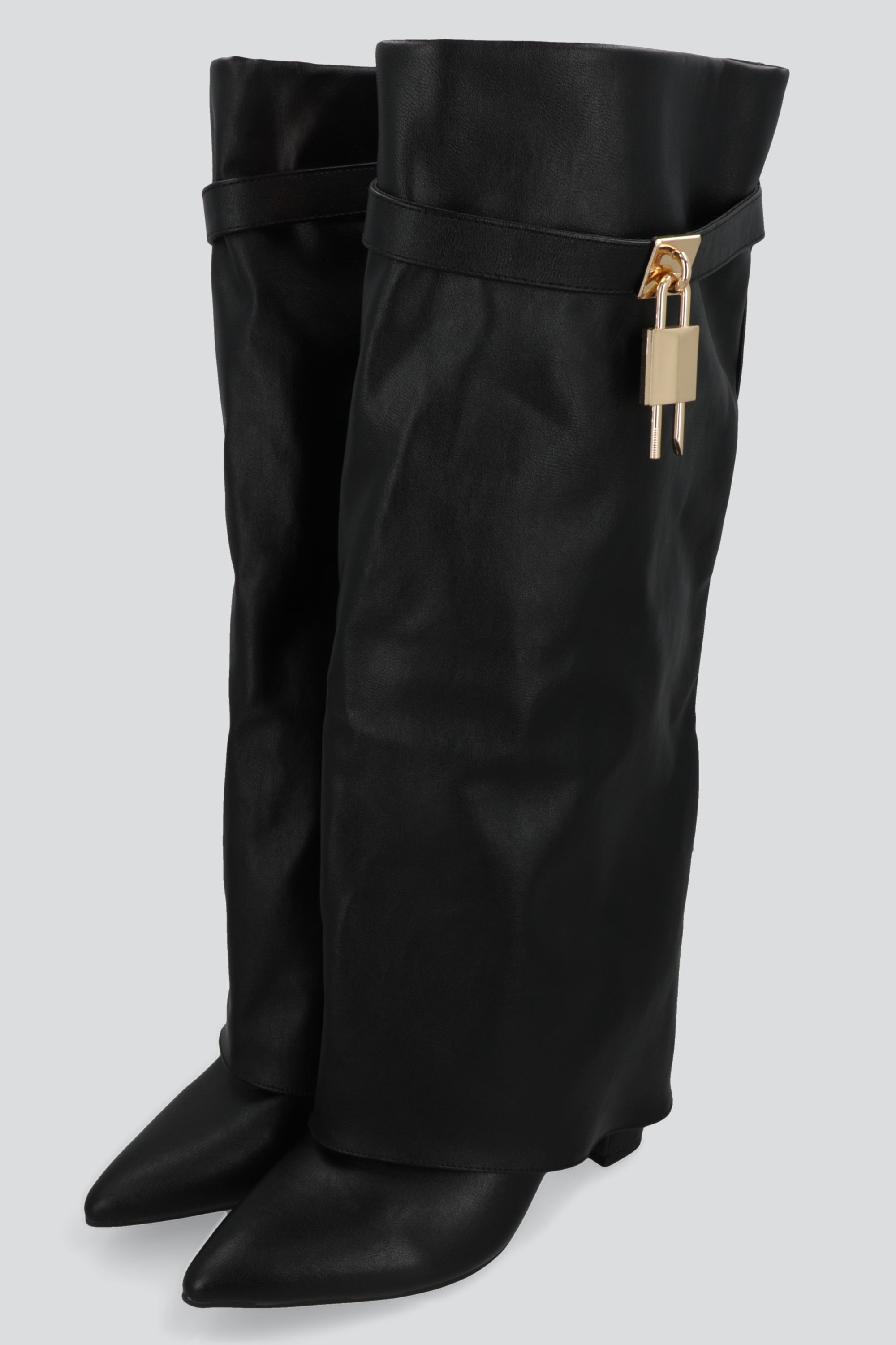 Bota Efecto Piel Funda Candado NEGRO