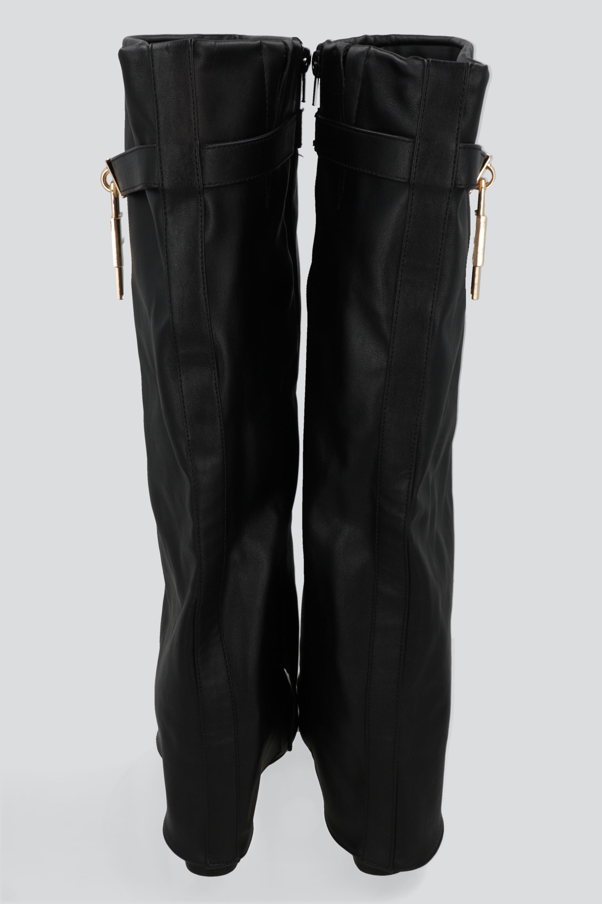 Bota Efecto Piel Funda Candado NEGRO