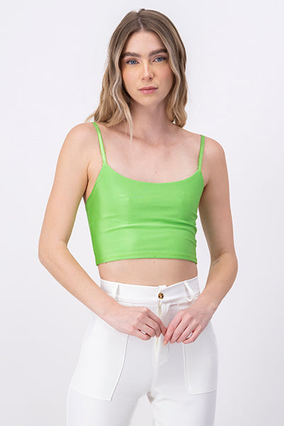 Top crop liso tirantes VERDE