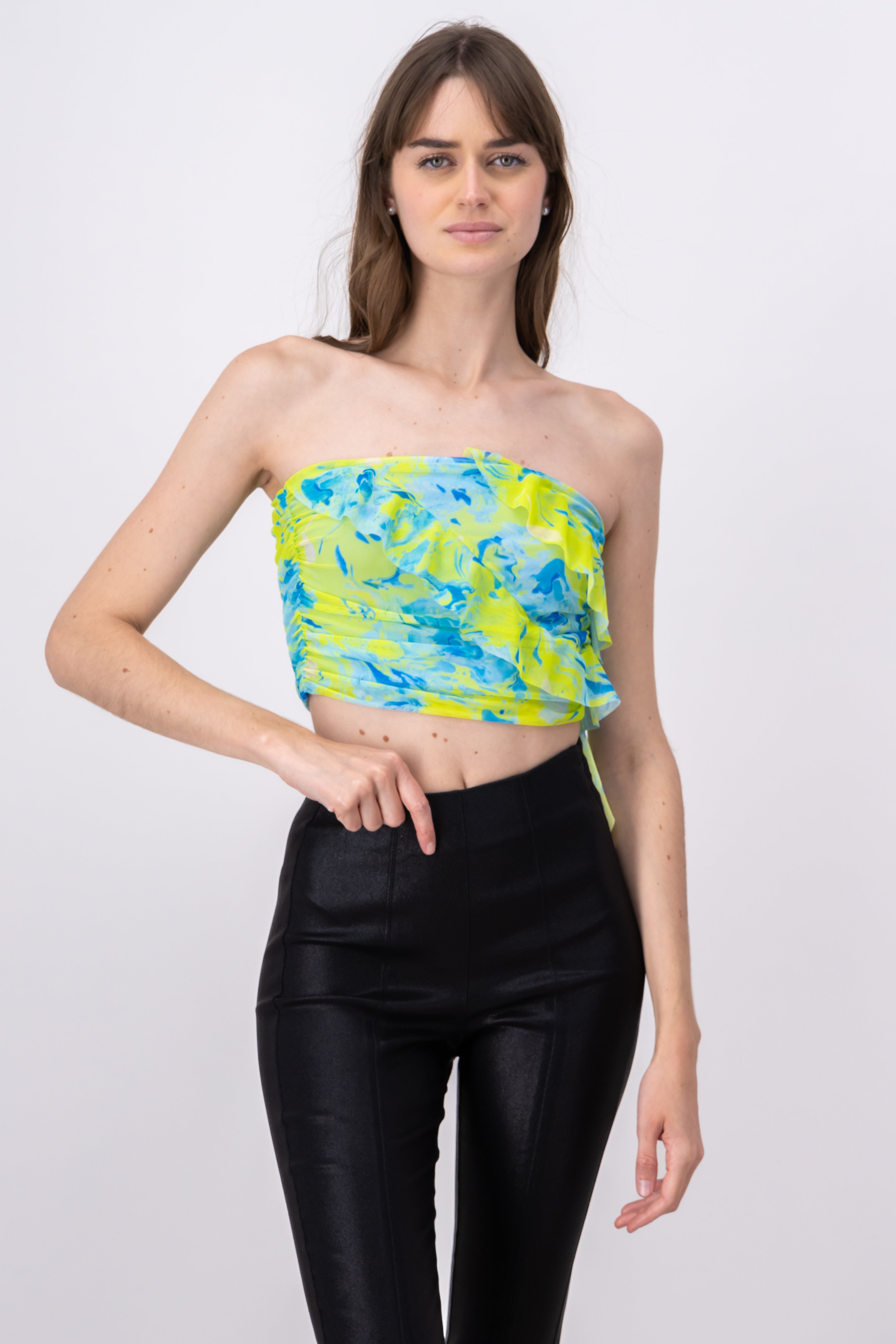 Top plisado strapless olán