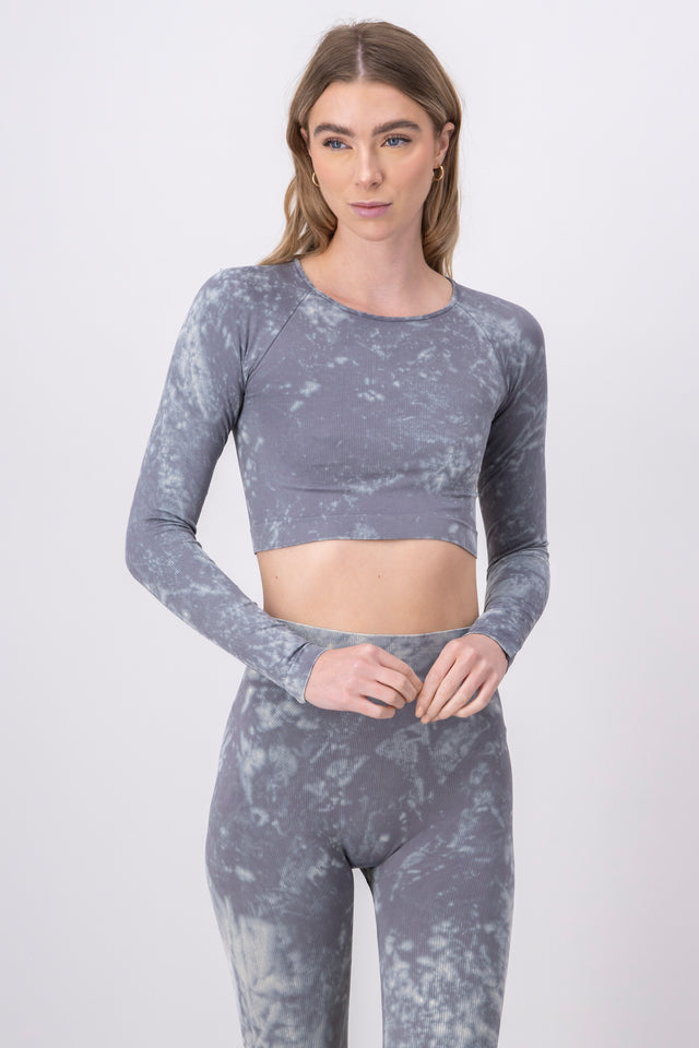 Top seamless manga larga tie dye