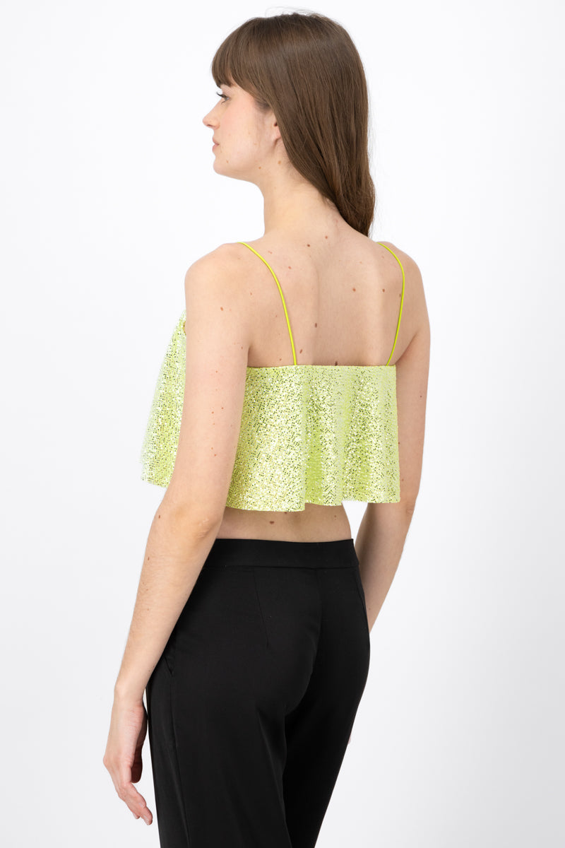 Top crop brillos tirantes VERDE LIMA