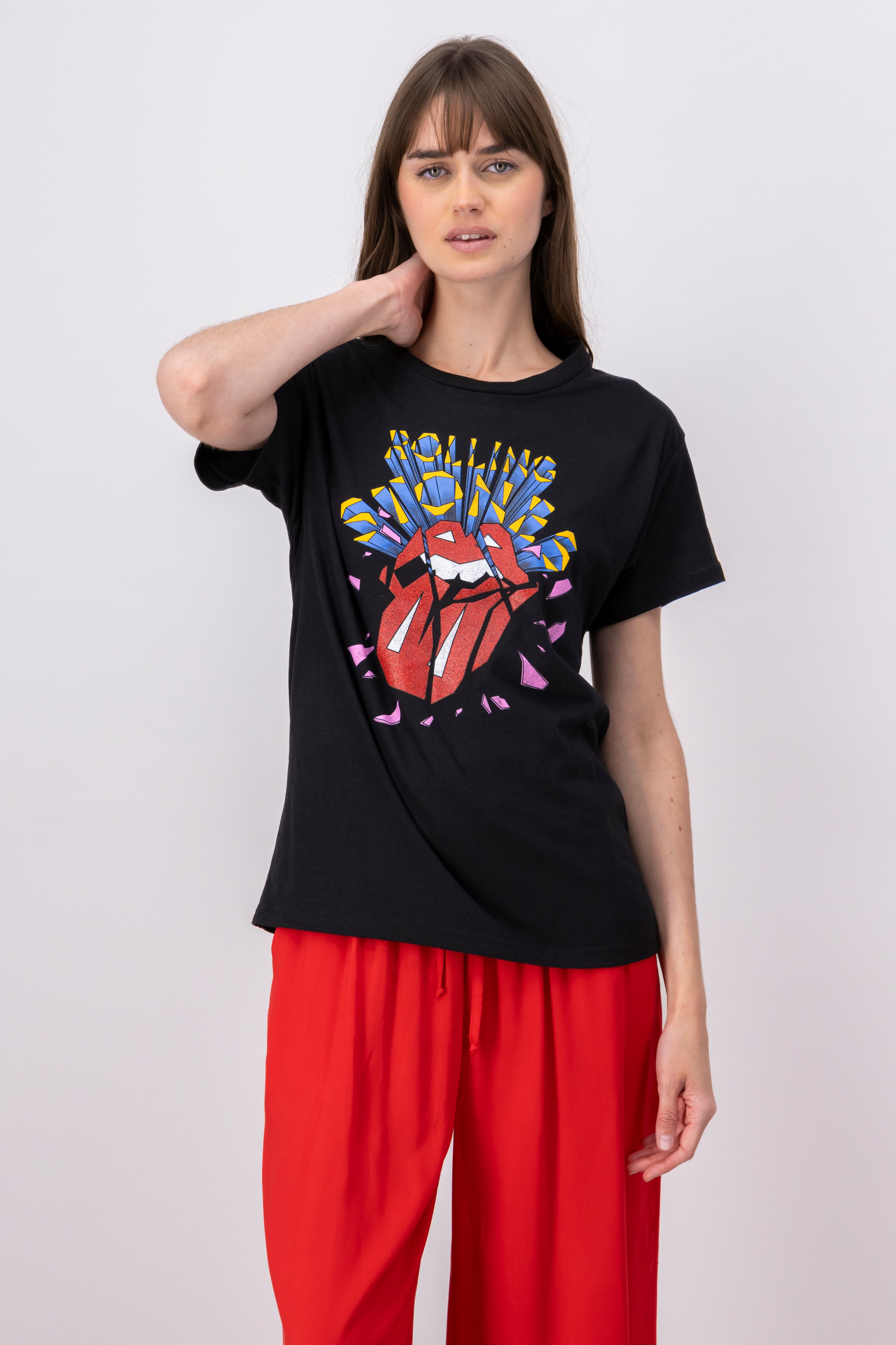 Playera Rolling Stones glitter NEGRO