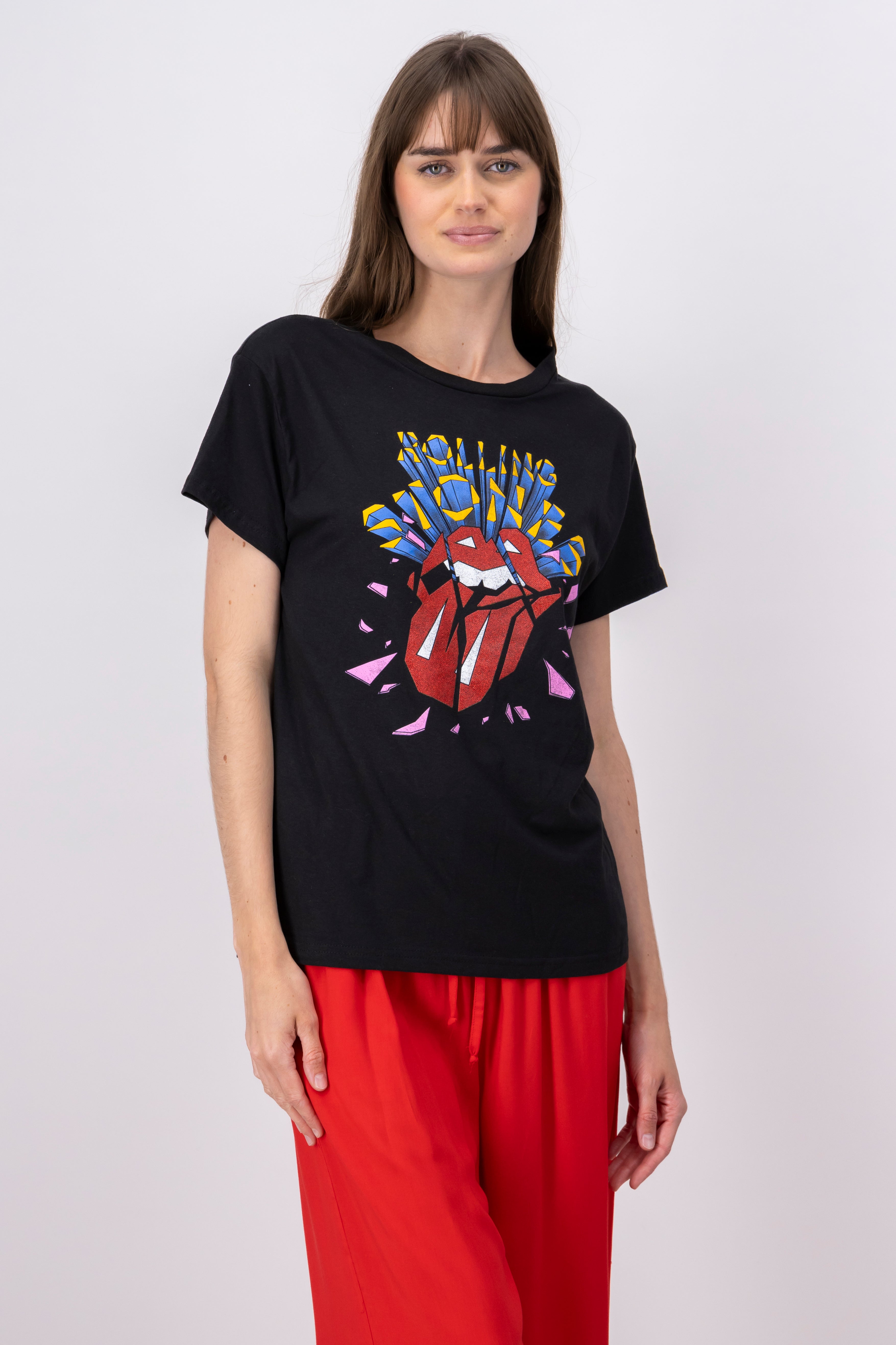 Playera Rolling Stones glitter NEGRO