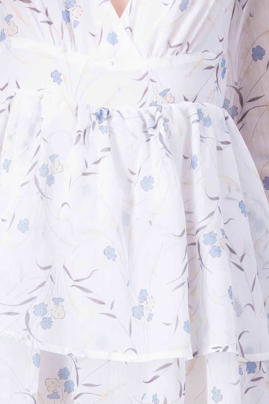 Vestido wrap mini flores BLANCO COMBO