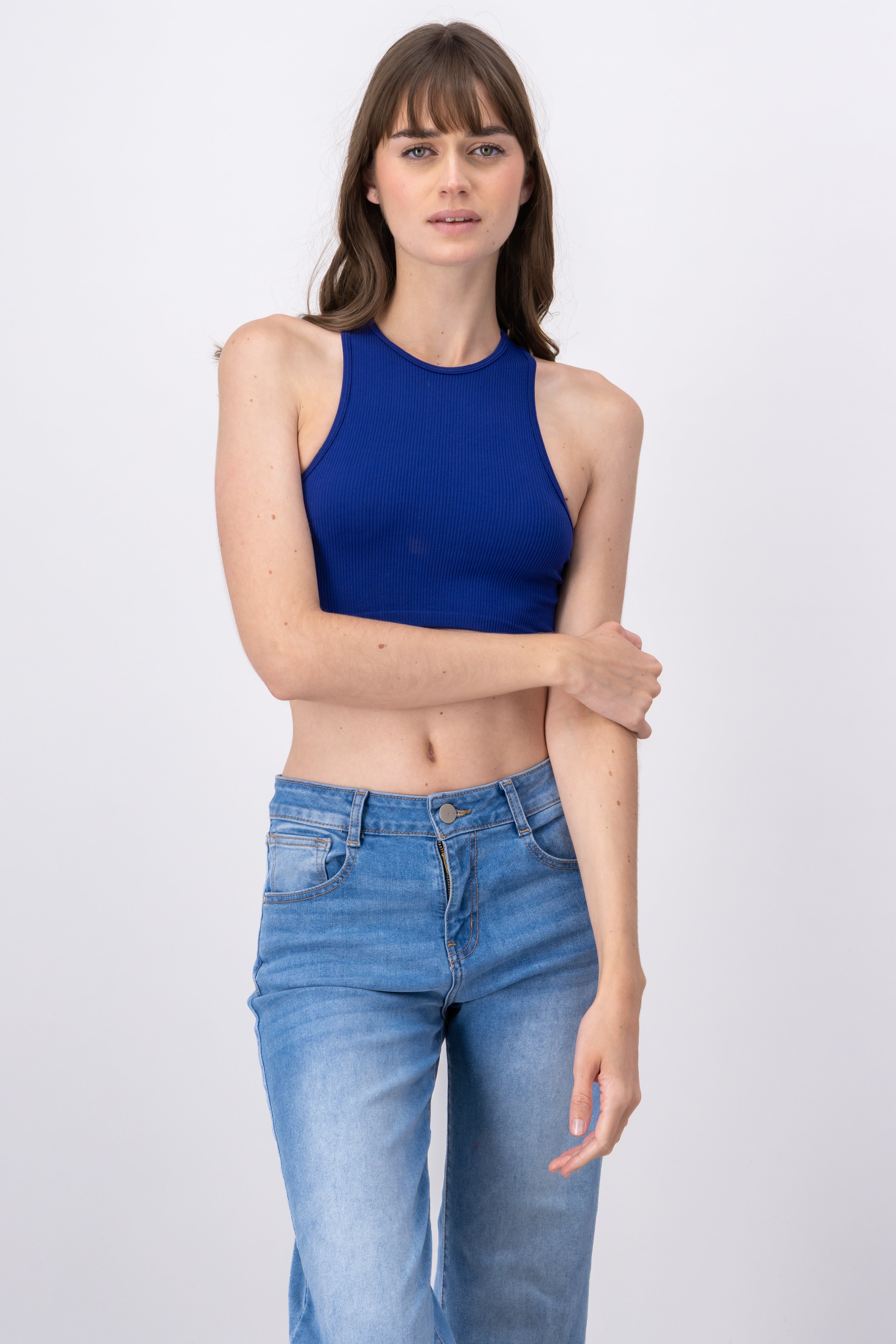 Top crop liso sin manga MARINO