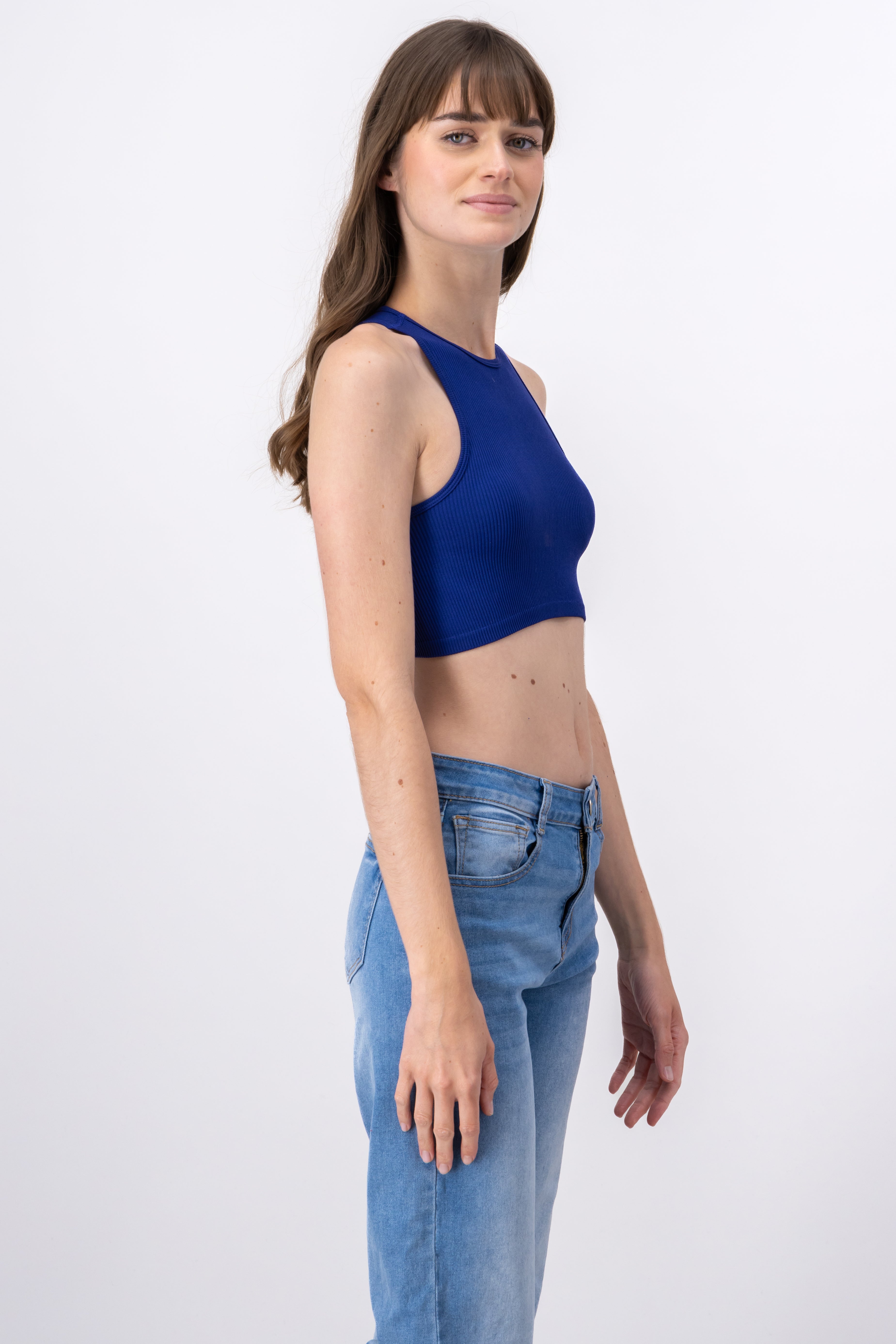 Top crop liso sin manga MARINO