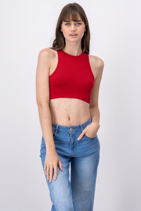 Top crop liso sin manga