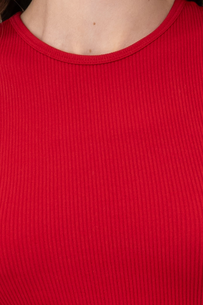 Top crop liso sin manga ROJO