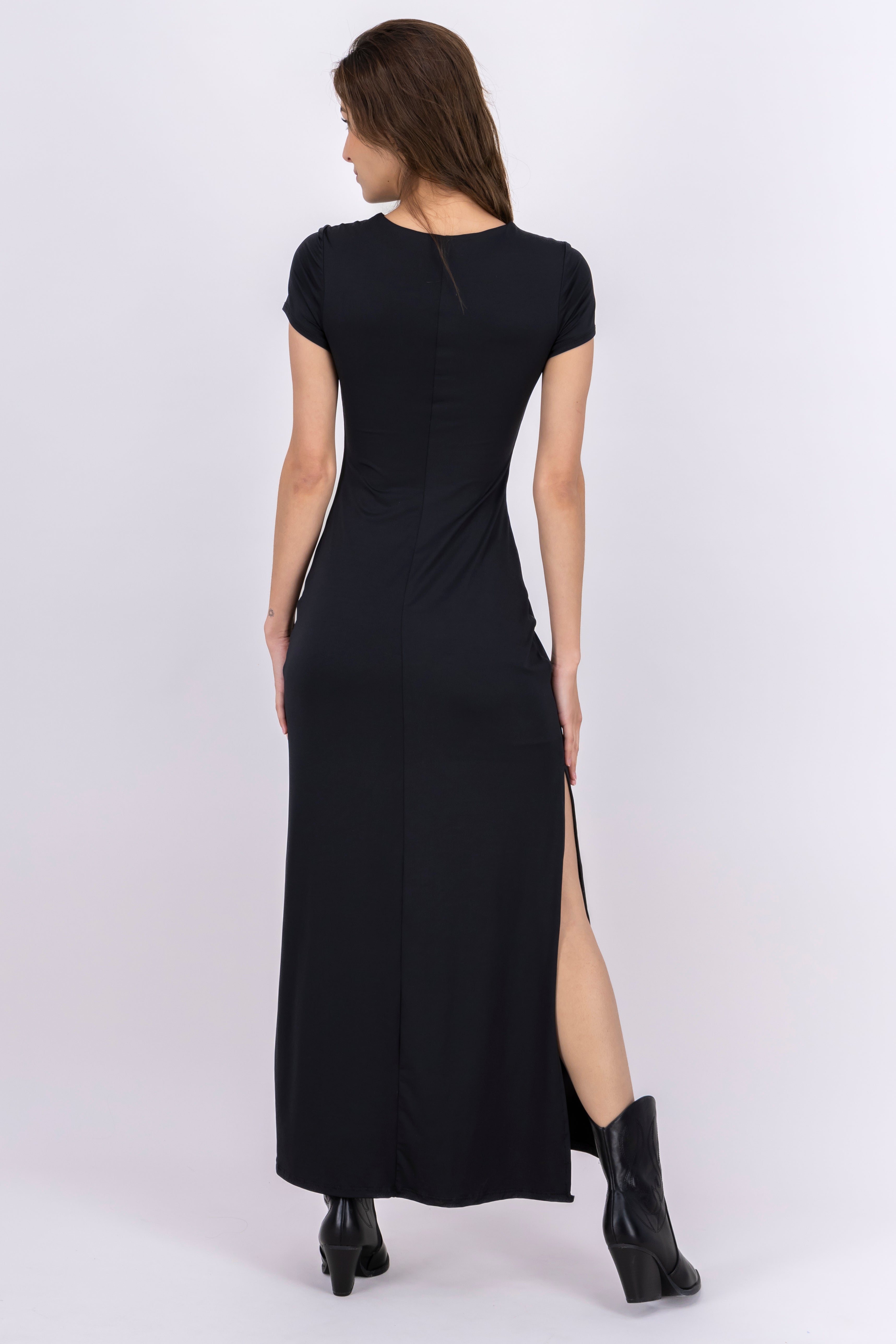 Vestido Tacto Peach Manga Corta Hypsters NEGRO