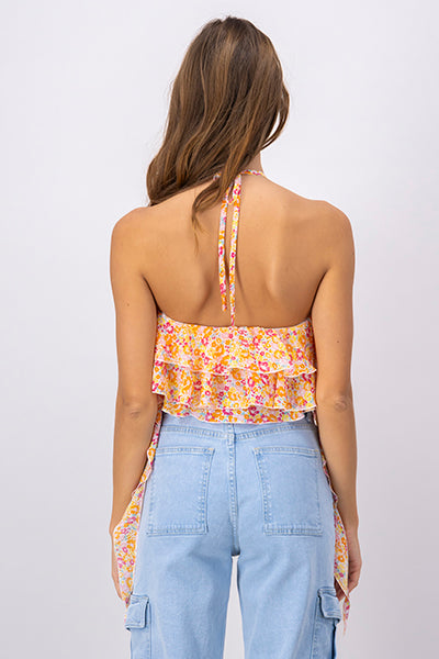 Blusa Halter Olanes Flor NARANJA COMBO