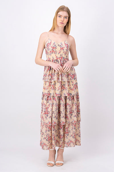 Vestido Maxi Flores Olanes BEIGE