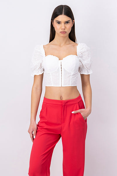 Top copas eyelet manga abullonada