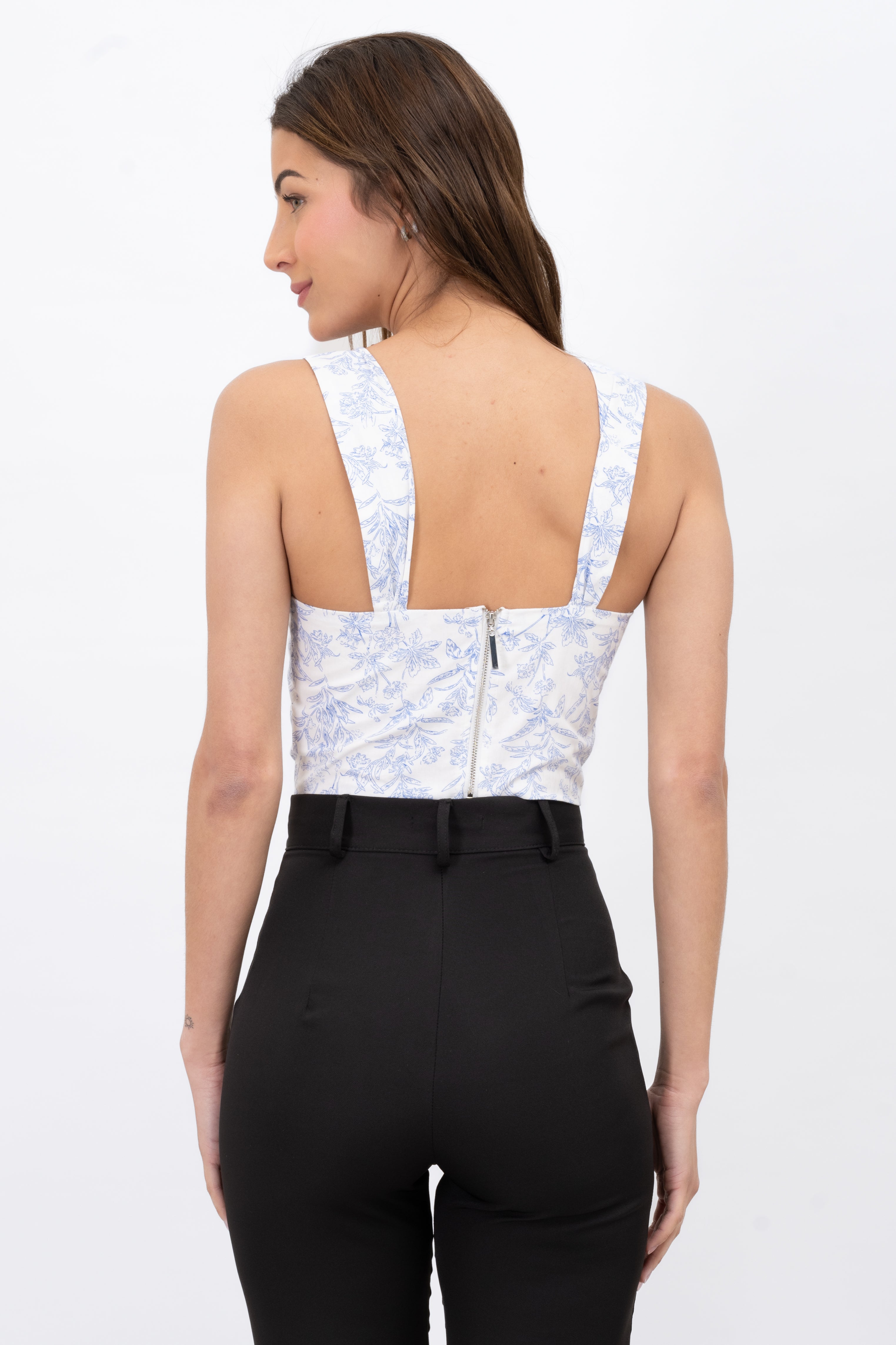 Top Copas Varilla Print Hojas BLANCO COMBO