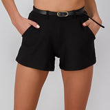 Shorts con cinturon lisos