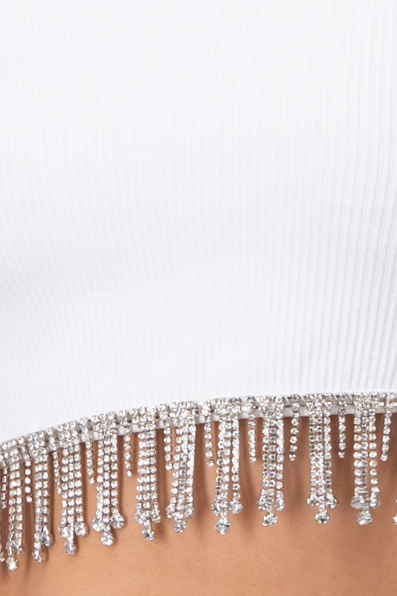 Top con detalle de brillos liso