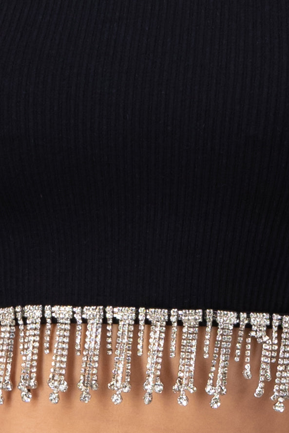 Top con detalle de brillos liso
