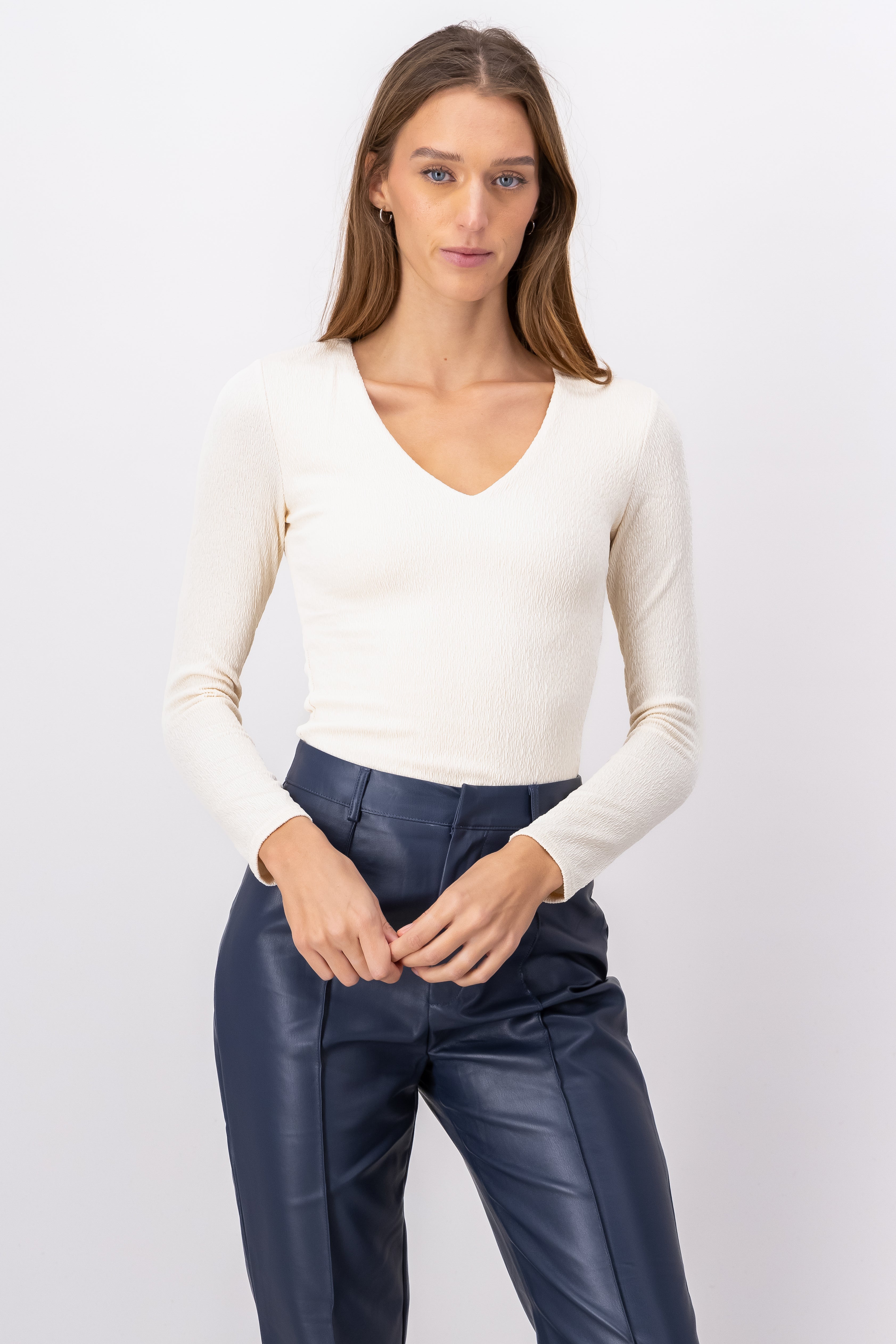 Body Manga Larga Cuello V BEIGE