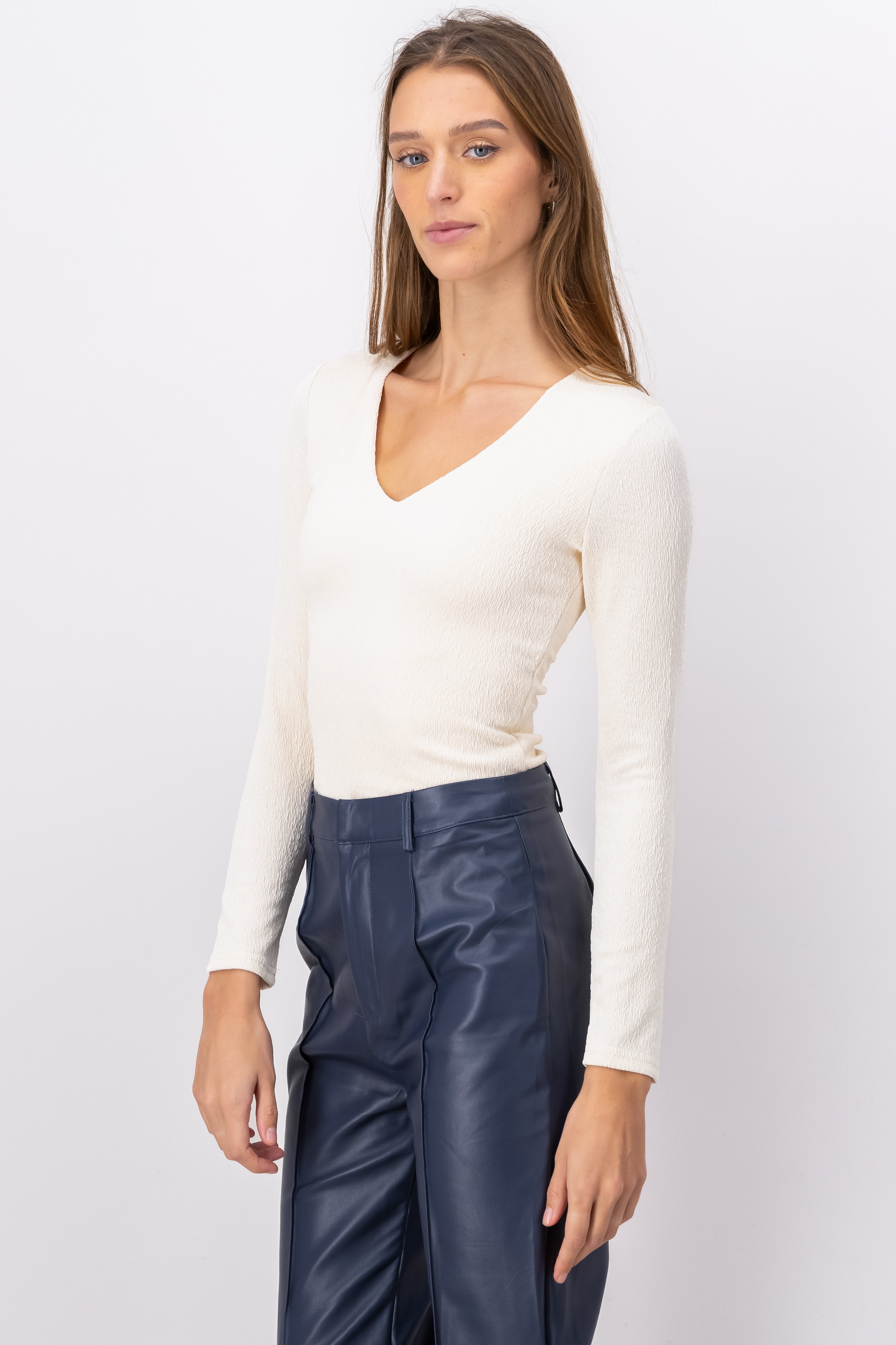 Body Manga Larga Cuello V BEIGE