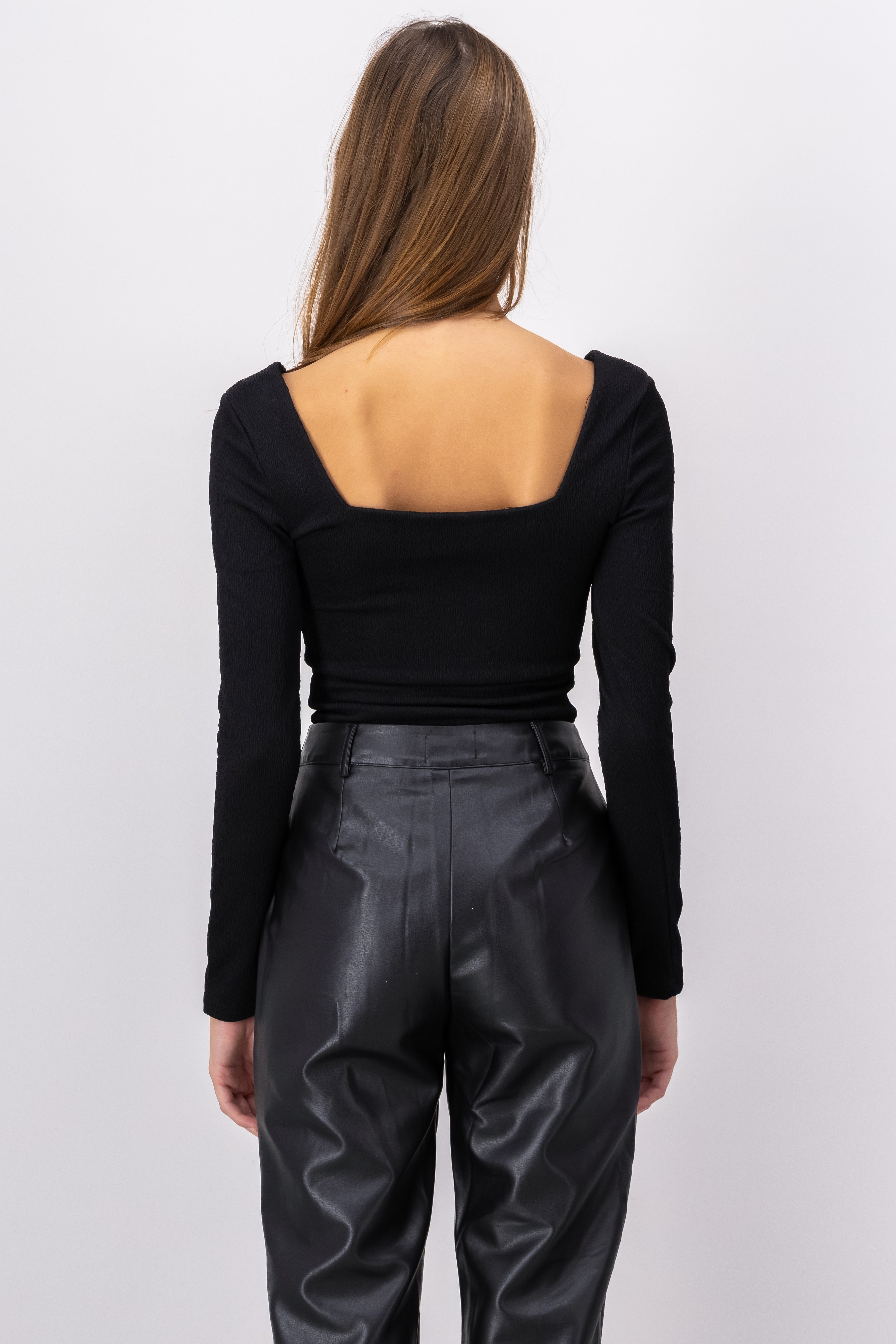 Body Manga Larga Cuello Cuadrado NEGRO