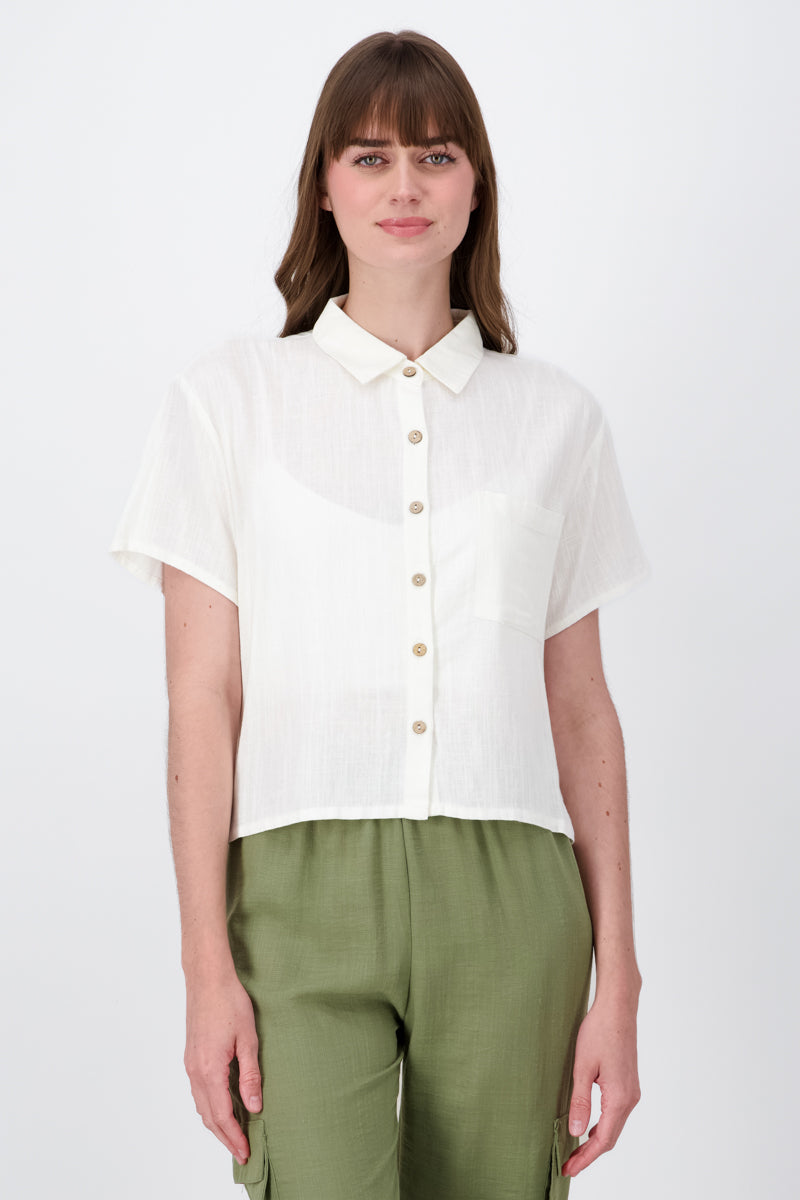 Camisa crop botones CREMA