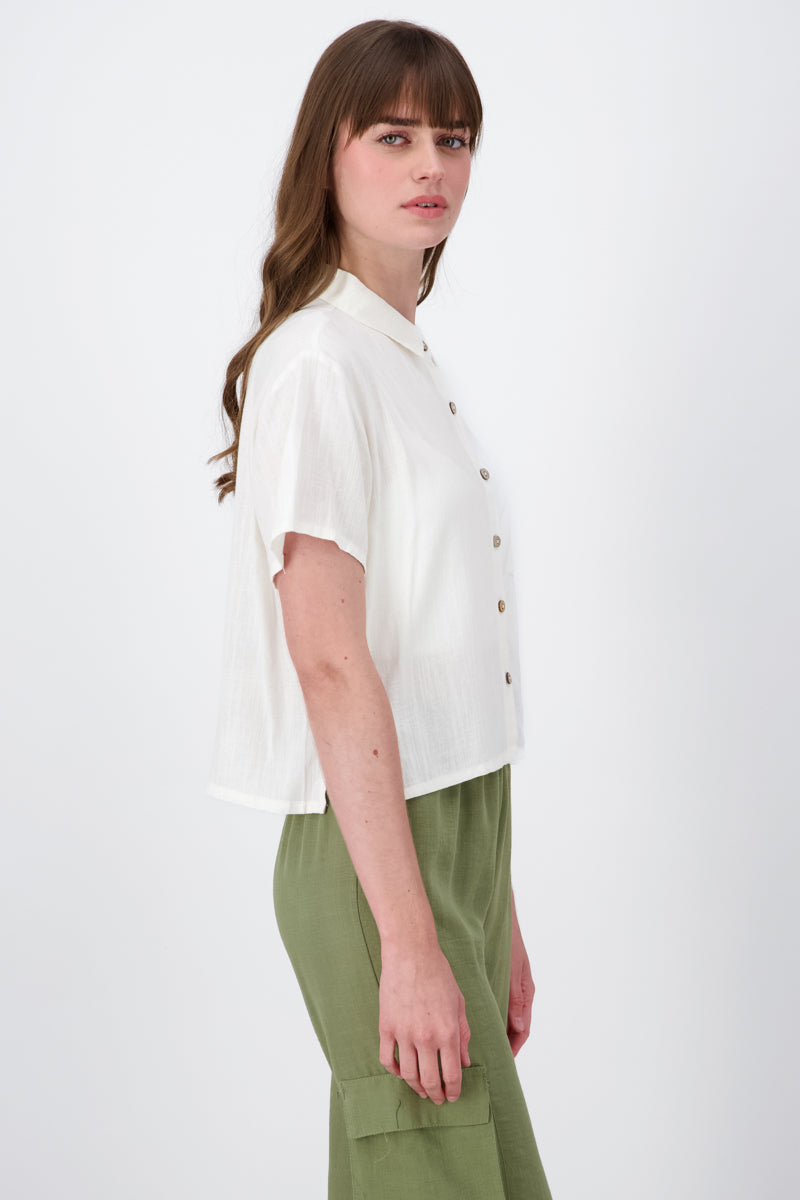 Camisa crop botones CREMA