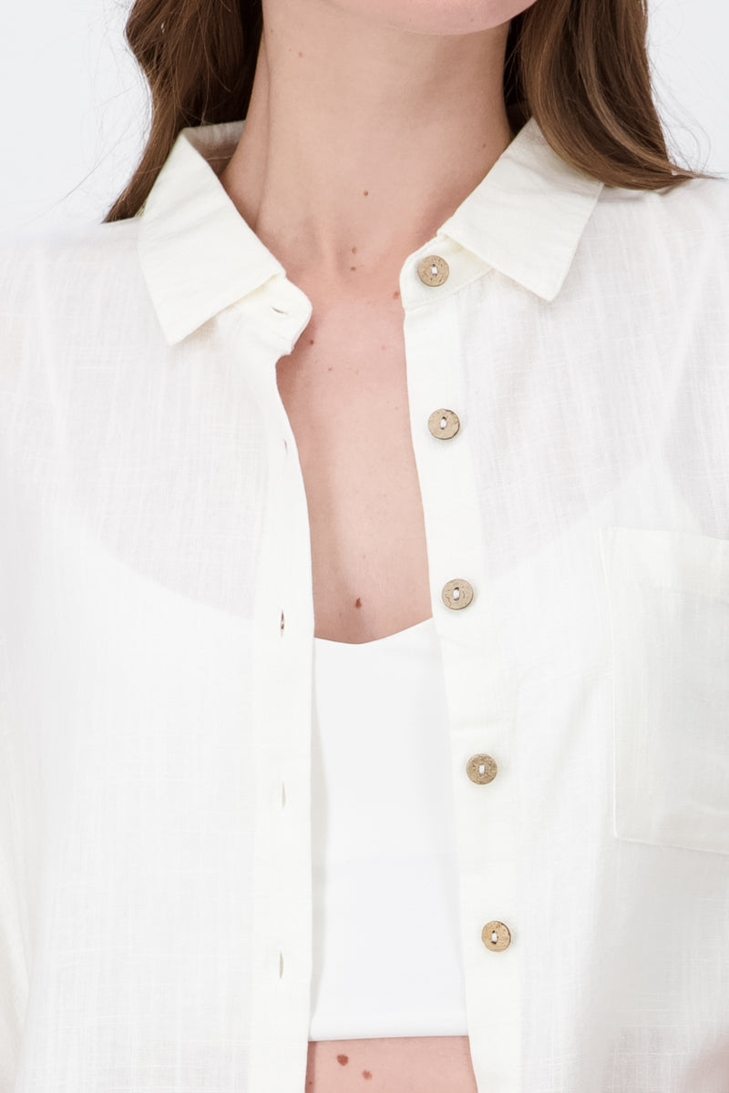 Camisa crop botones CREMA