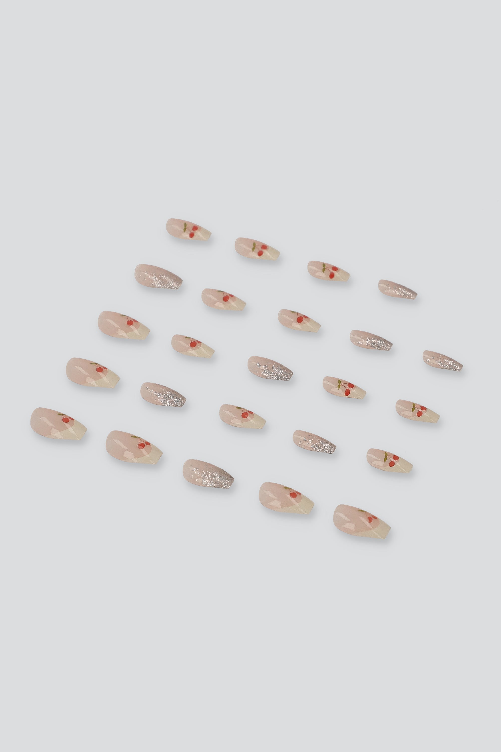 Set 24 Uñas French Cerezas Mix