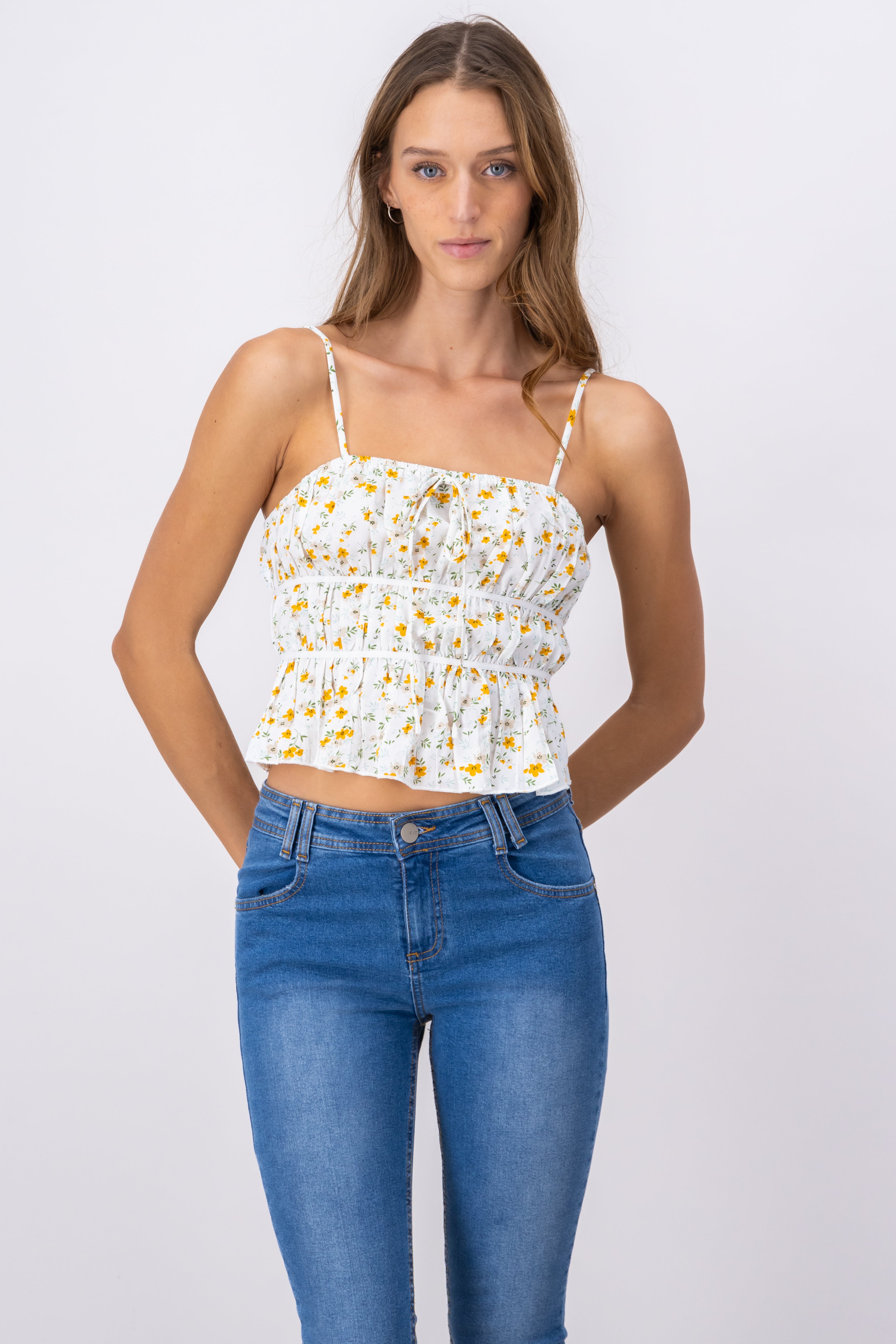 Blusa tirantes estampado flores BLANCO COMBO