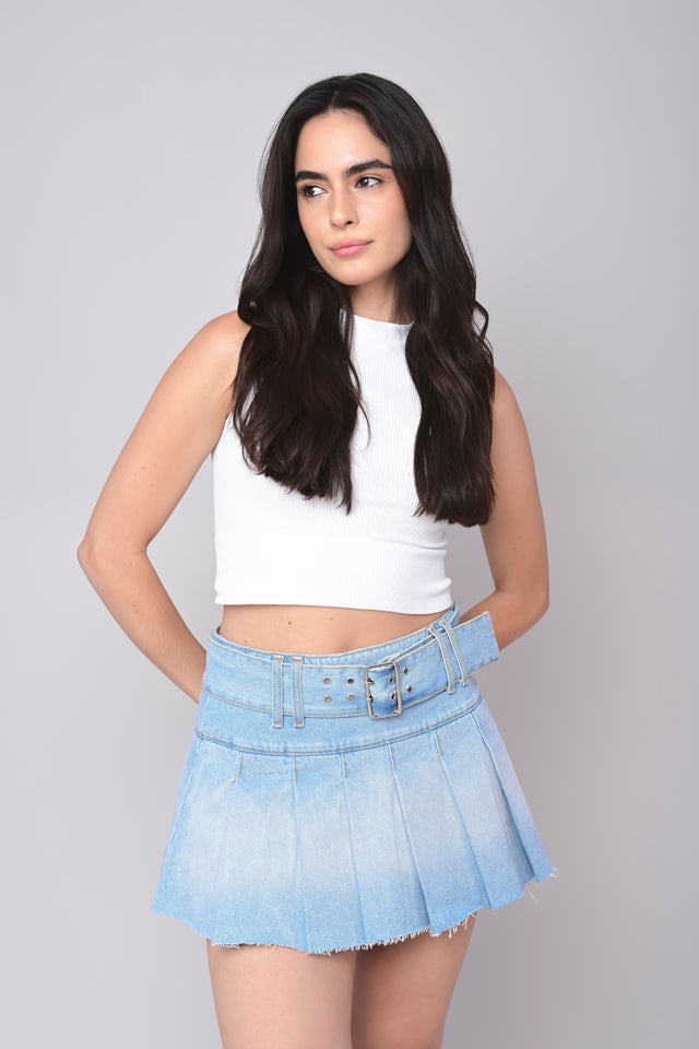 Falda Mini Denim Cinturón