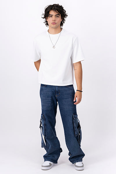 Jeans Con Bolsa De Cargo Y Cintas
